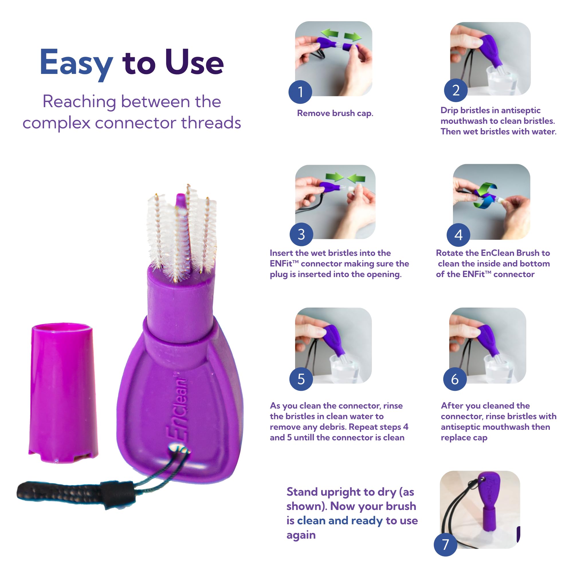 EnClean ENFit Cleaning Brush for Feeding Tubes and Extension Sets