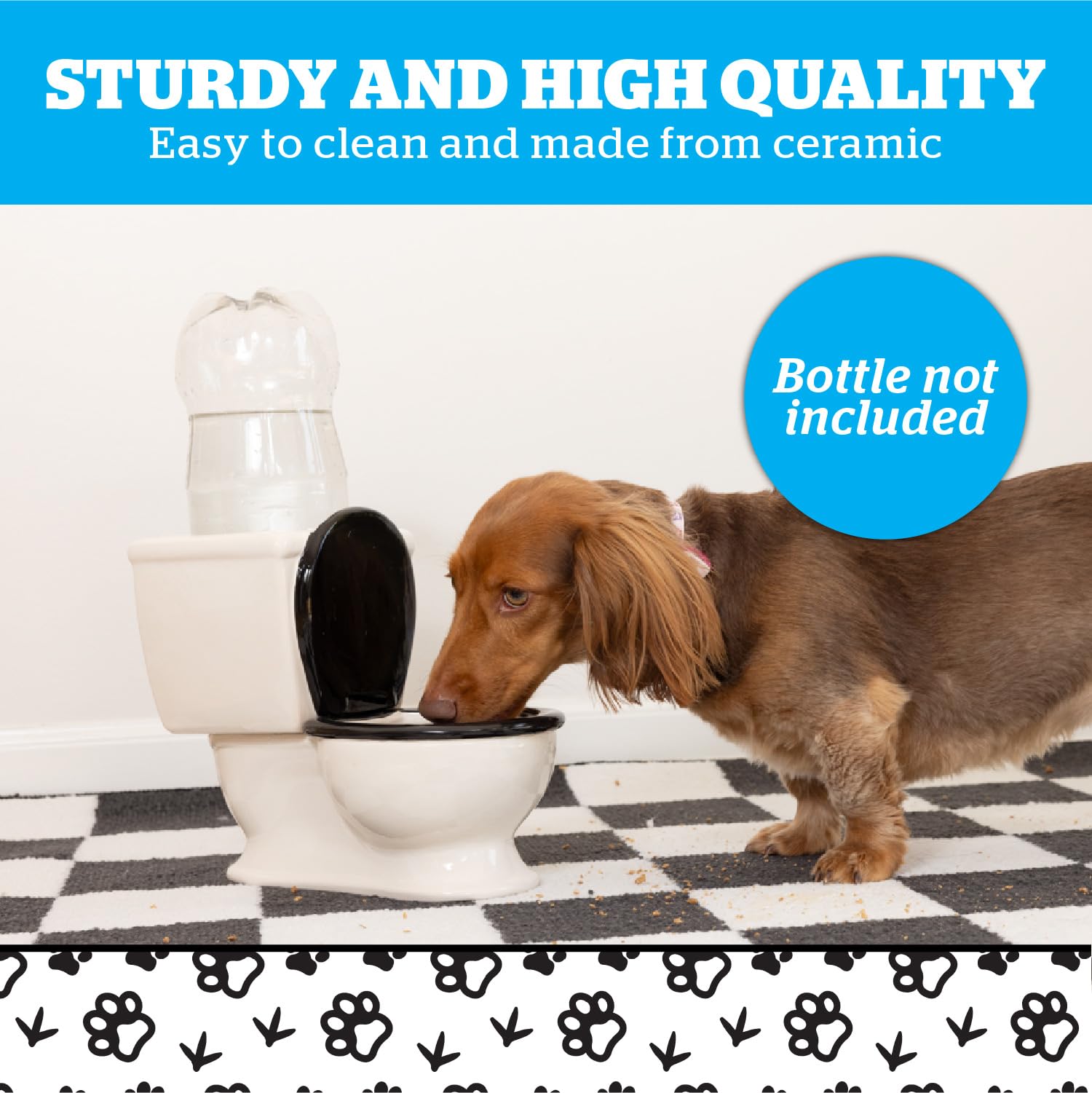 BigMouth Inc The Toilet Water Dish for Pets, Ceramic, Holds 2L Bottle, Funny Bowl for Dogs and Cats