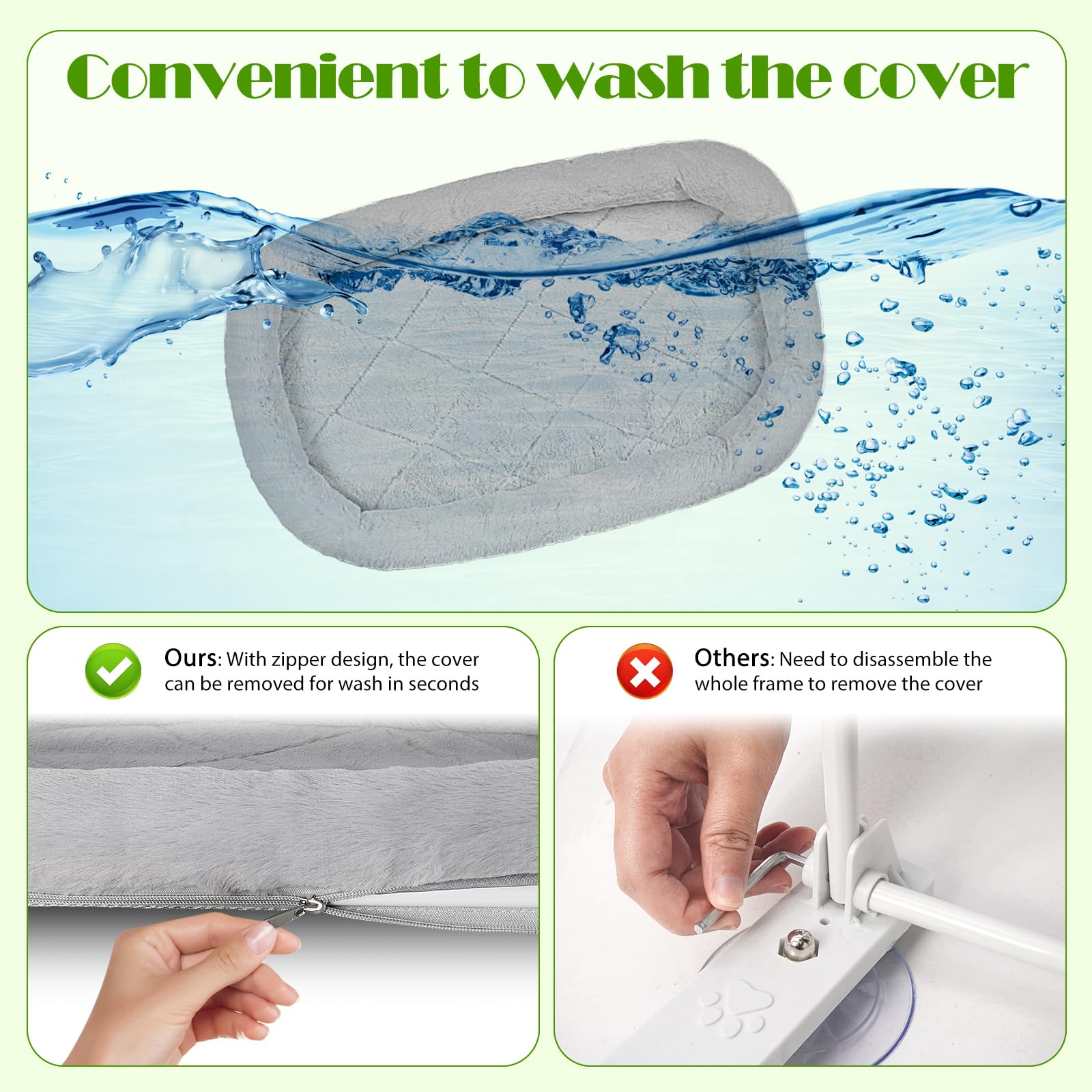 Keny Cat Window Perch With Soft Plush Cushion Bed, Cordless Cat Window Hammock With 3.54'' Larger Suction Cups, Easy To Assemble