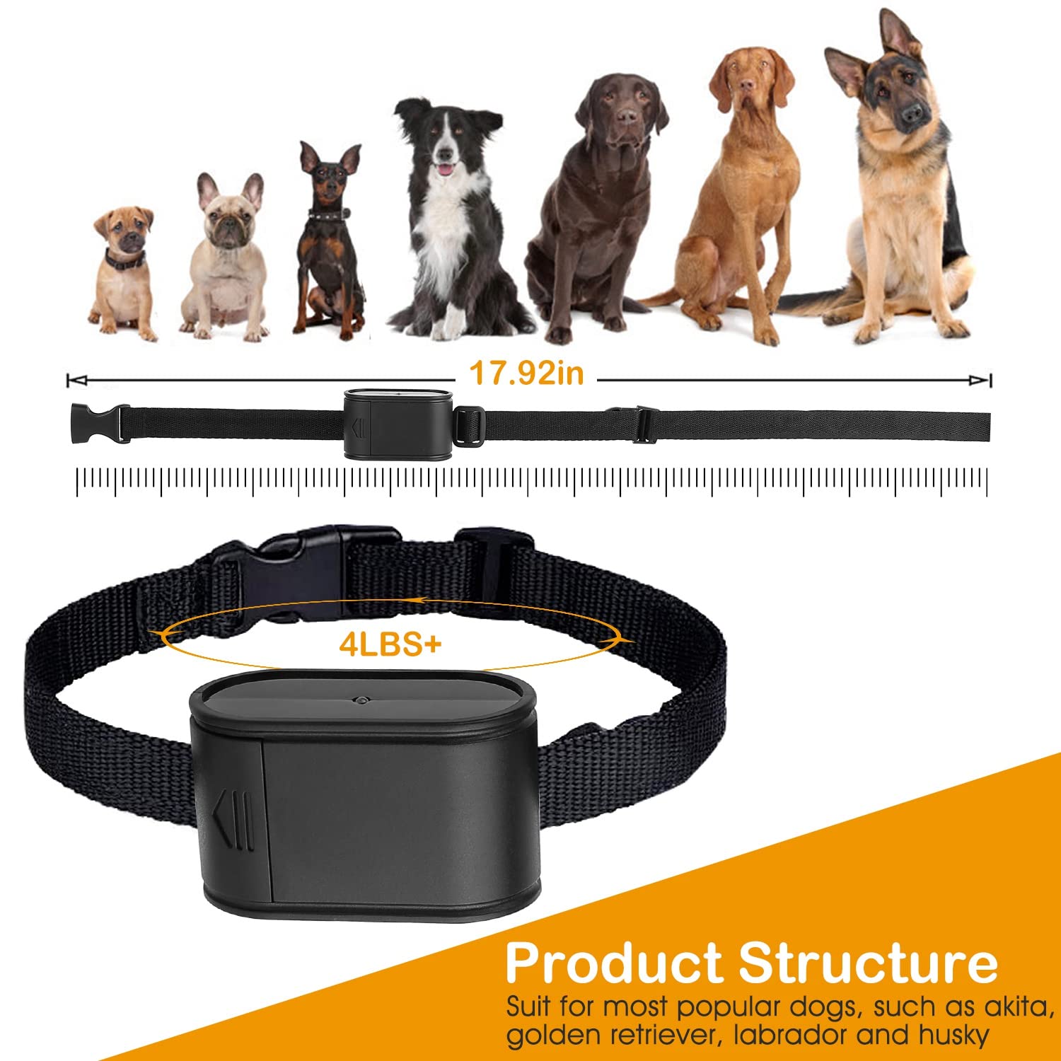 Imountek Electric Dog Collar Receiver Anti-Bark Deterrent Training Collar With Beep Shock Modes For Fence System Water Resistant
