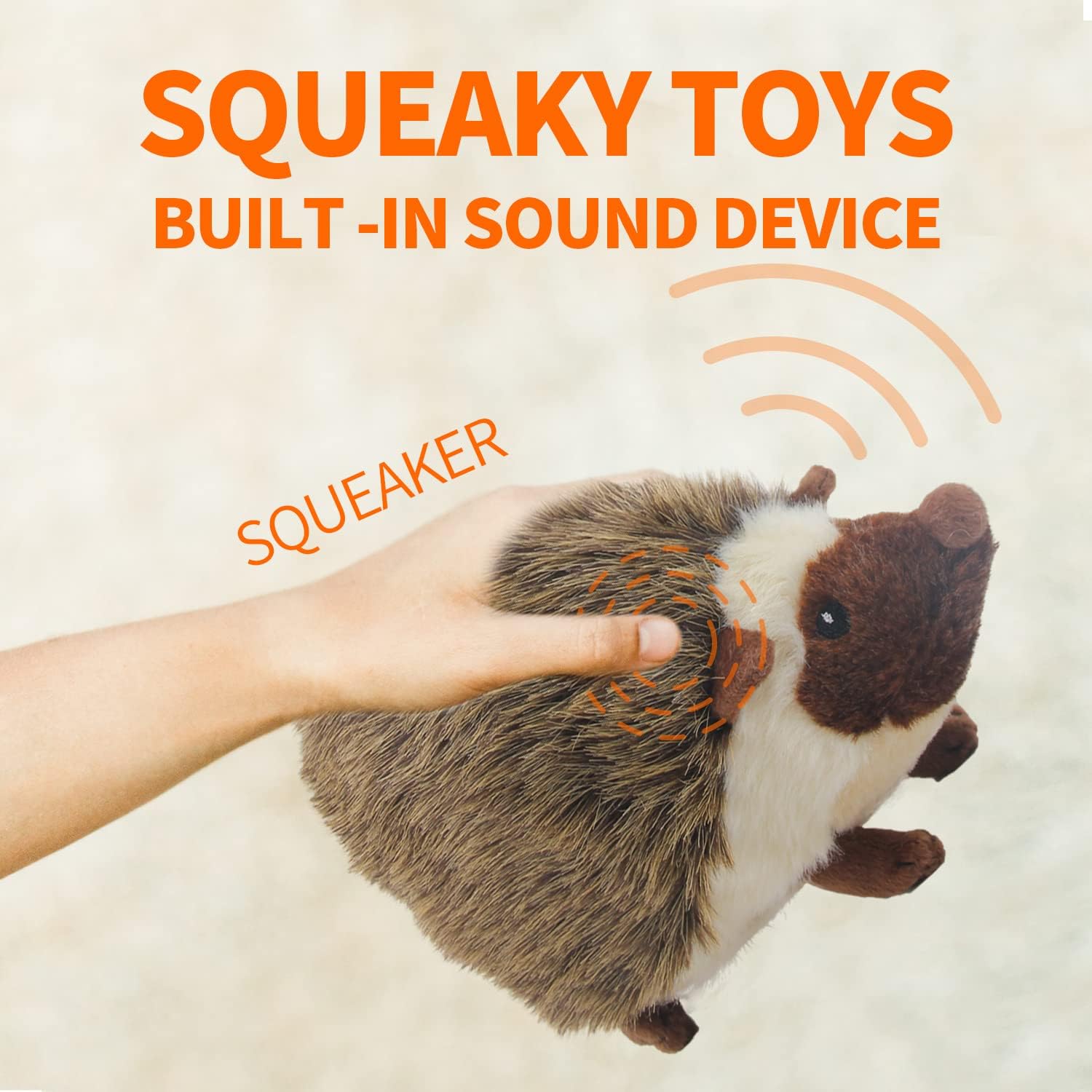 ALL FOR PAWS Dog Toys Squeaky Hedgehog, Stuffed Animal Pet Plush Toys Squeak Toy for Dogs Large