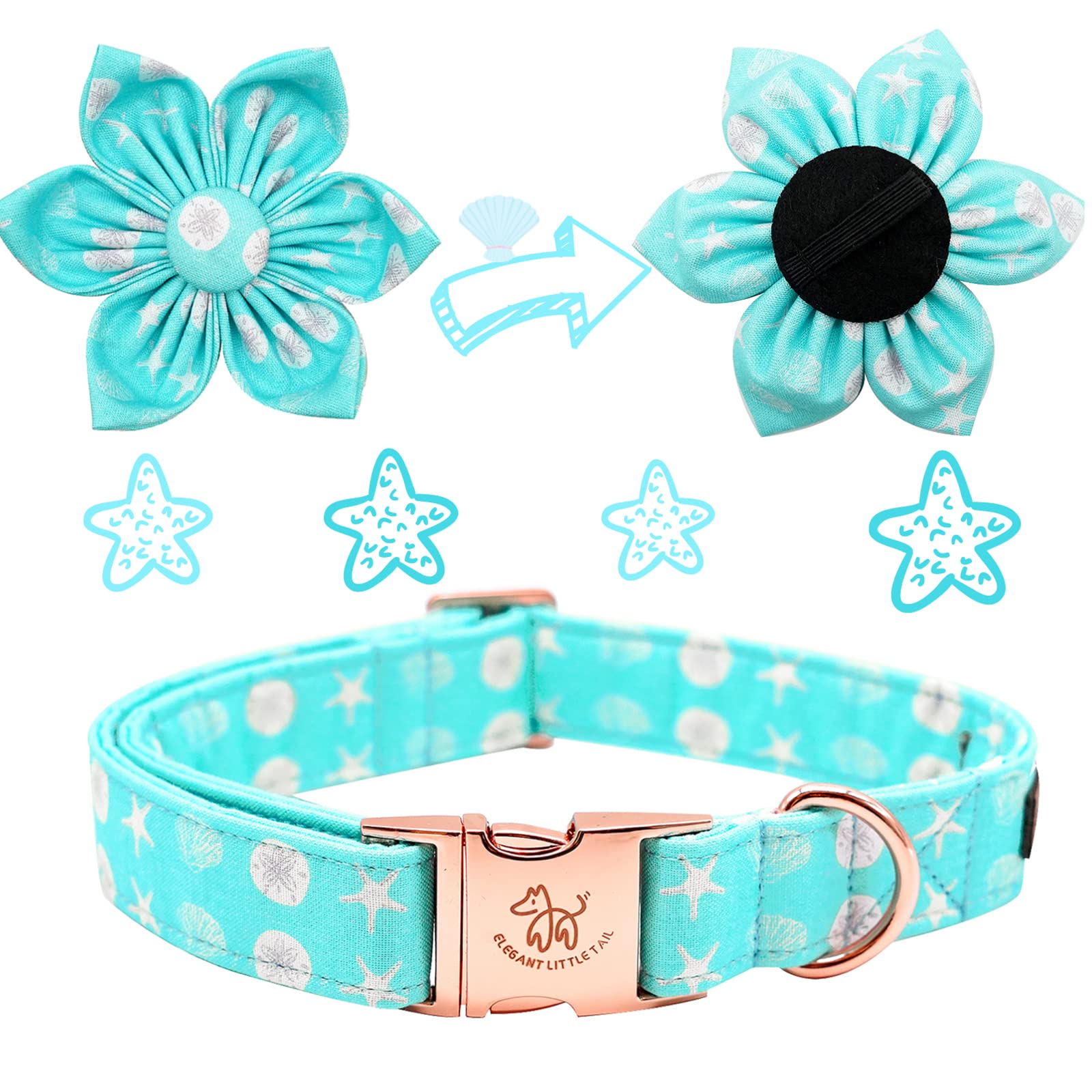 Elegant Little Tail Girl Dog Collar with Flower - Summer Collar for Small, Medium & Large Dogs