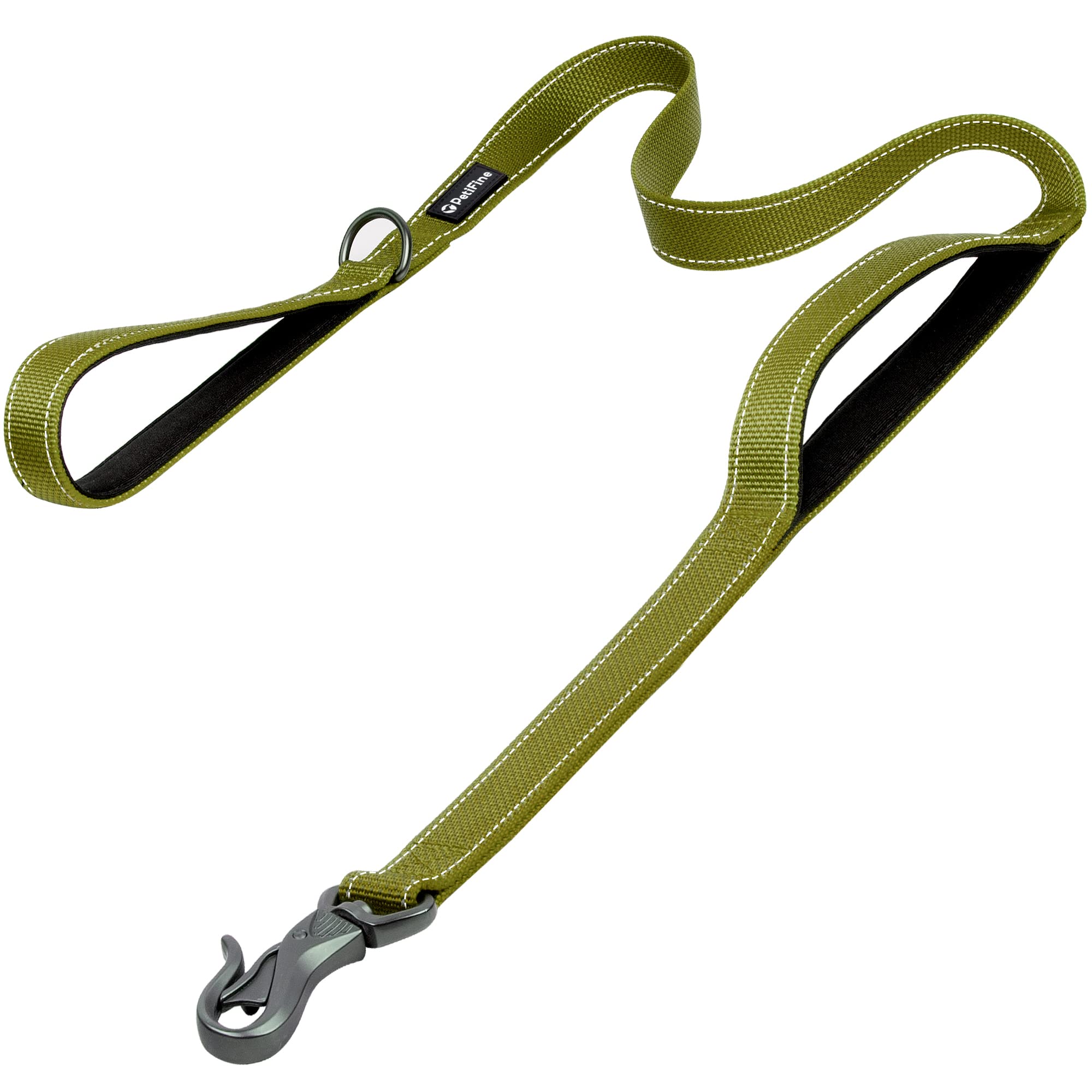 Petifine 6Ft Heavy Duty Dog Leash With Soft Padded Double Handle, Durable Strong Clasp Dog Leashes, Reflective Nylon Walking Lead For Large,Medium,Small Breed Dogs, Green