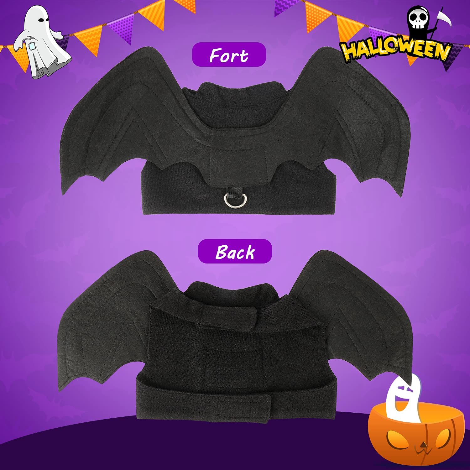 Rypet Bat Wings Pet Costume, Polyester Felt Cloth, Small, Halloween, Unisex, Durable, Easy To Clean, Bat Wings Costume For Small Dogs Cats