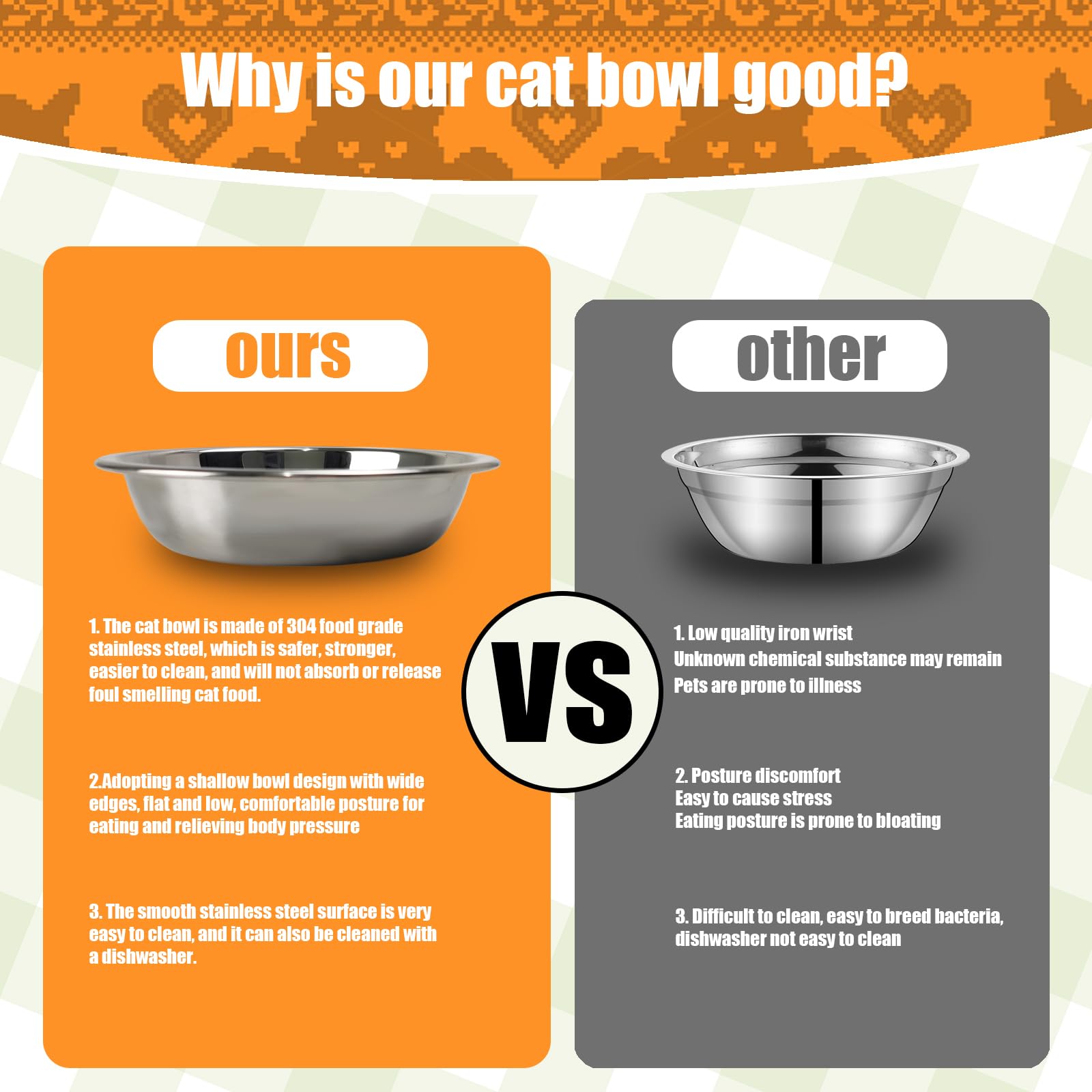 GCVOPTON Stainless Steel Cat Bowls, 8 Pcs, 5.5 Inches, Shallow Design, Multifunctional Feeder for Cats & Kittens