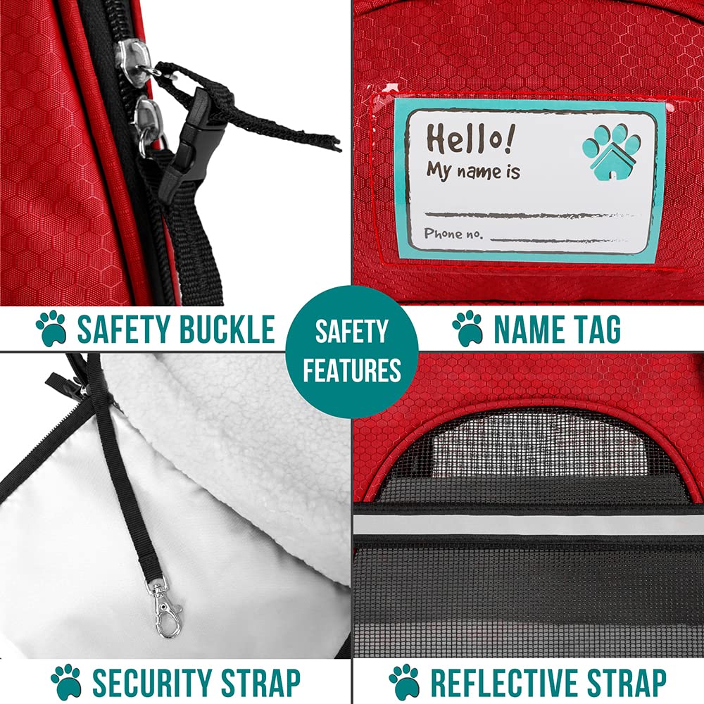 Petami Airline Approved Pet Carrier For Cat, Soft Sided Dog Carrier For Small Dogs, Cat Travel Supplies Accessories For Indoor Cats, Ventilated Pet Carrying Bag Medium Large Kitten Puppy, Large Red