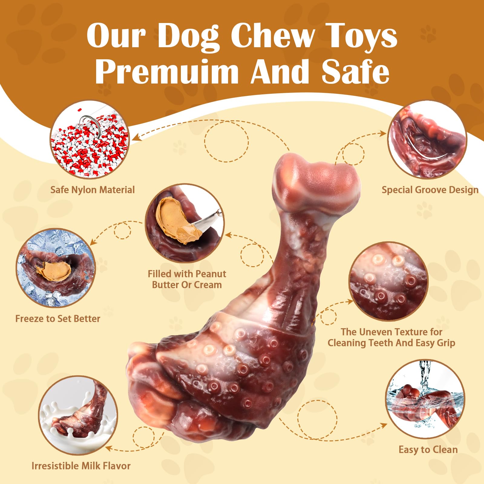 Fuufome Dog Chew Toys for Aggressive Chewers: 2 Pack Indestructible &ToughToys for Aggressive Chewers-Dog Bones Nylon Toys for S