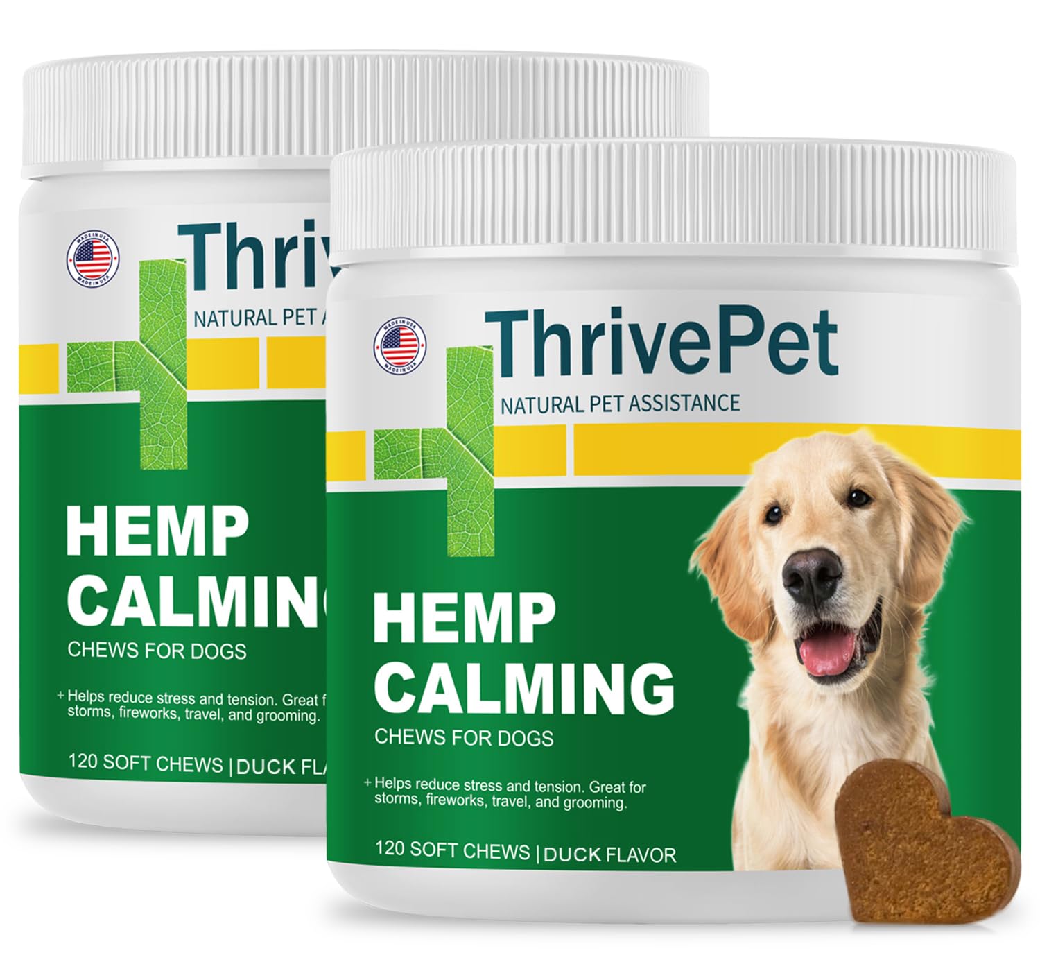 (2 Pack) Hemp Calming Chews for Dogs - 240 Count | Duck Flavor - Puppy Dog Calming Treats Supplement for Storm Anxiety, Sleep, R