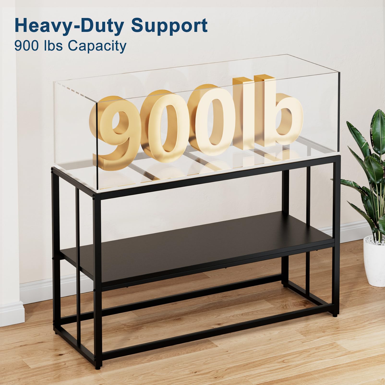 Urban Deco 55-75 Gallon Fish Tank Stand 900Lbs Capacity For Aquarium Stand Metal Fish Tank Stand 52''X19.7''X31.5'' Dual-Layer D