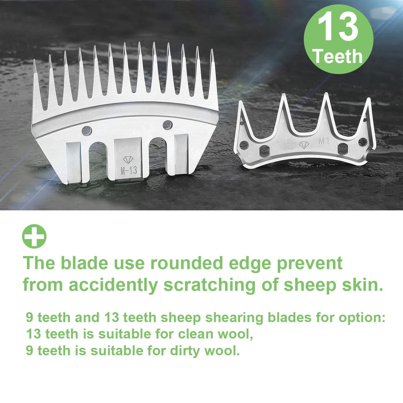 MAWAER 13 Tooth Pet & Livestock Shearing Replacement Blades for fit Oster, Lister, Heiniger Sheep Clippers, Detachable Animal Tr