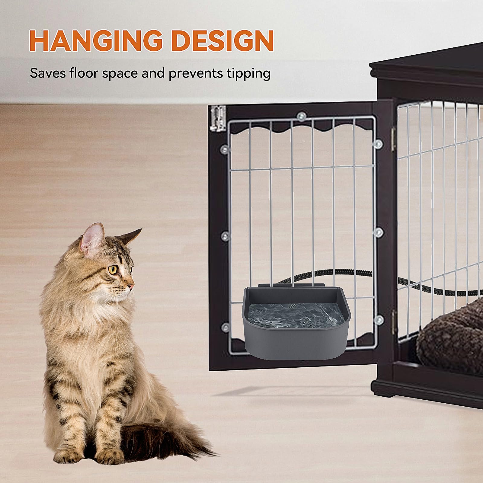NAMSAN Heated Pet Bowl for Cats and Dogs, 1L Plastic, Indoor/Outdoor, Model CA-LS24-HB-XGFX, Hanging Heated Bowl