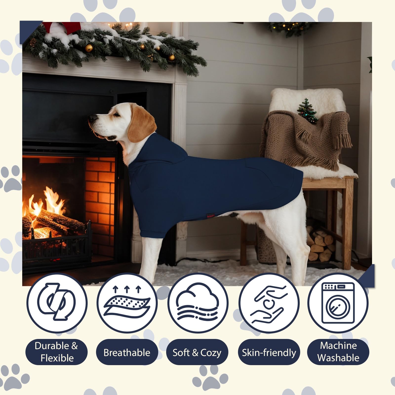 Kickred Basic Dog Hoodie, Soft Premium Quality Dog Hoodie Sweater With Leash Hole And Pocket, Cotton Dog Puppy Sweatshirt Fashio