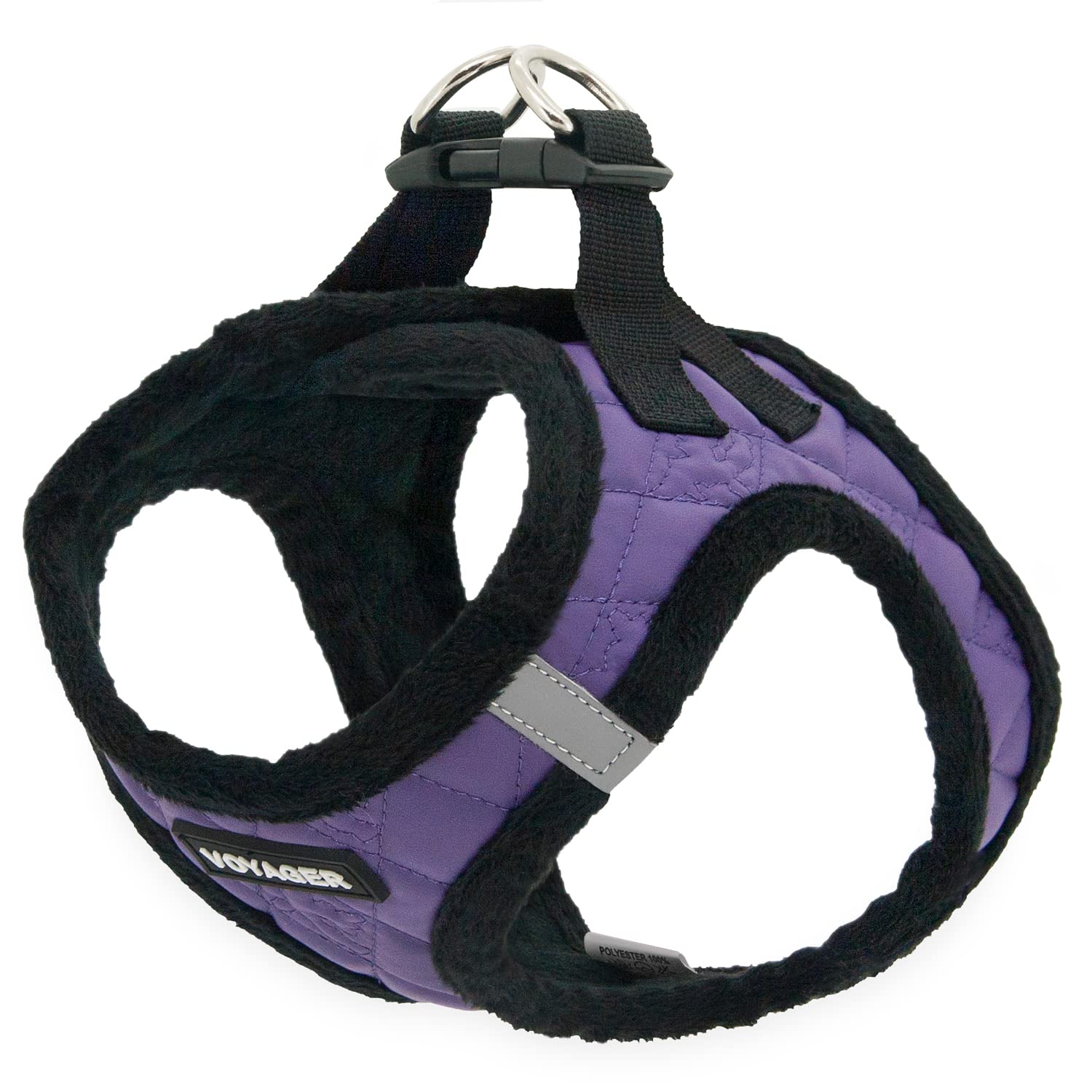 Voyager Step-In Plush Dog Harness - Soft Plush, Step In Vest Harness For Small And Medium Dogs By Best Pet Supplies - Purple Faux Leather, M (Chest: 16 - 18')