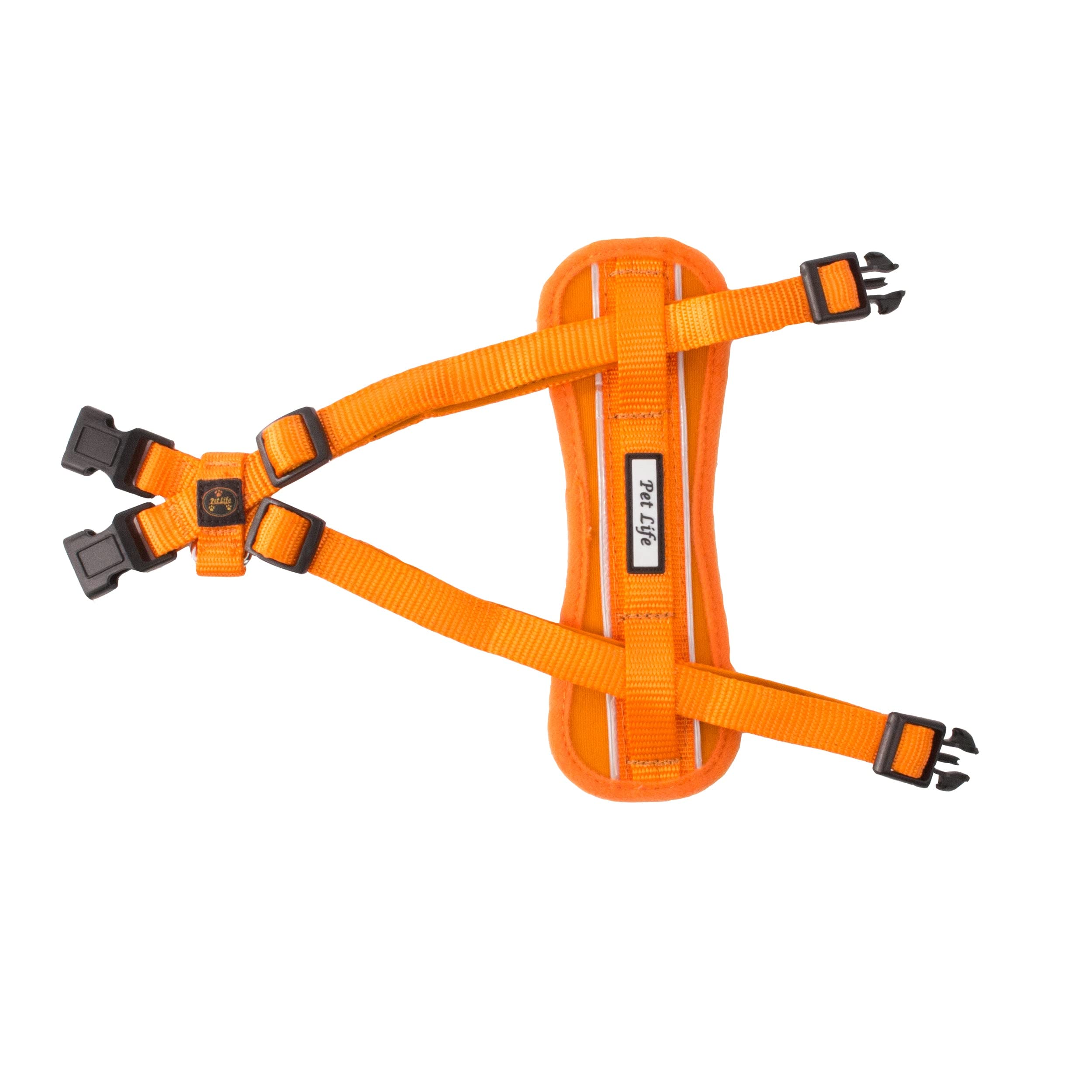 Pet Life Mountaineer Chest Compressive Adjustable And Reflective Easy Pull Pet Dog Harness, Small, Orange