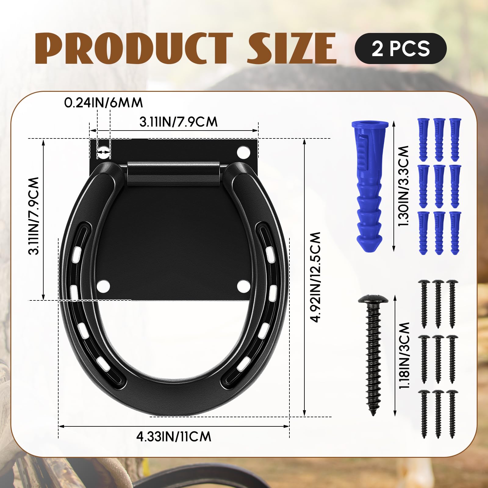 Zhengmy 2 Set Tie Ring For Horses Solid Steel With 3 X 3 Inch Expansion Screws, Horseshoe Cross Ties Down For Horse Tack Stall S