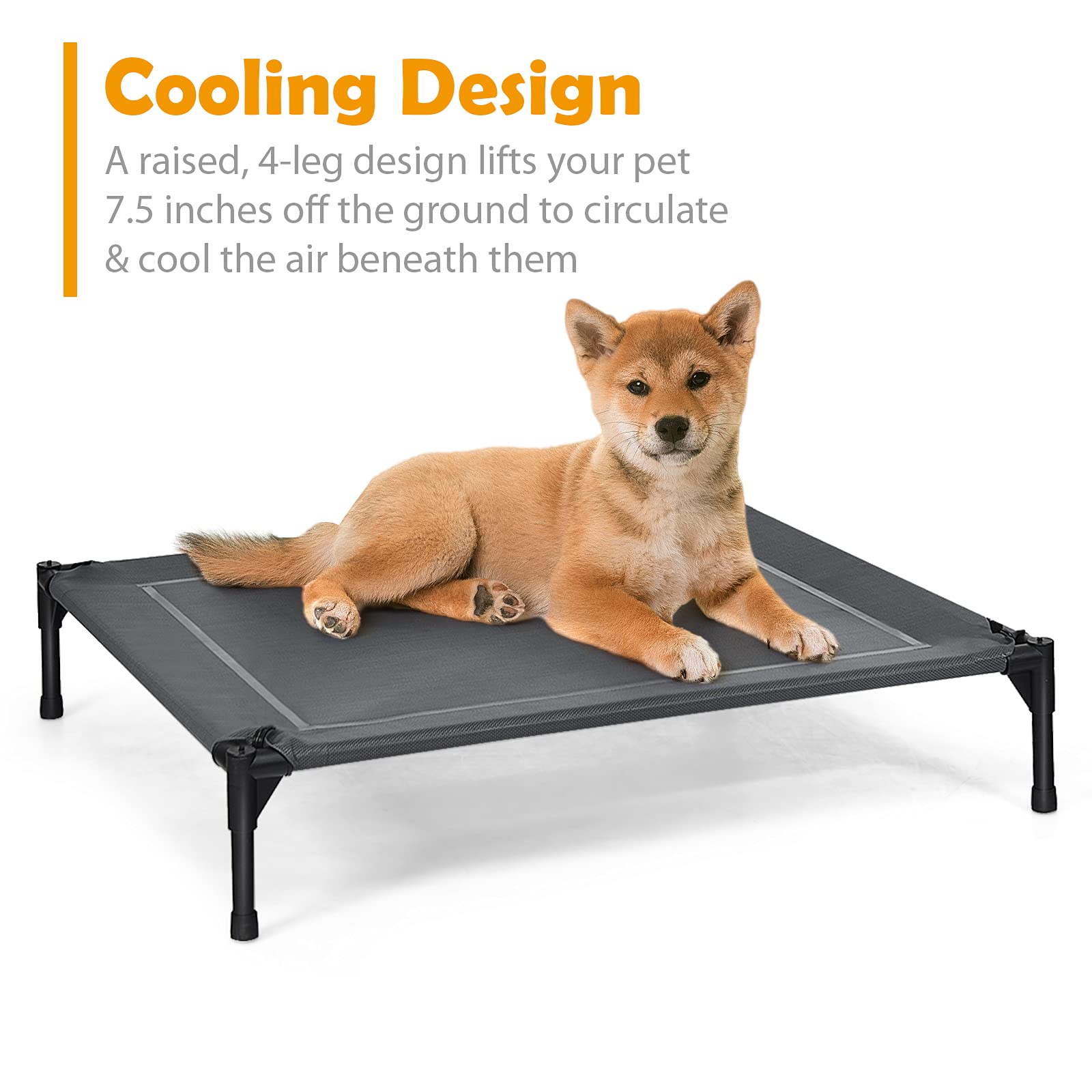 Giantex Elevated Dog Bed With Removable Canopy, Portable Raised Pet Cot Cooling Dog Bed For Camping Beach Lawn, Keep Dogs Cats C