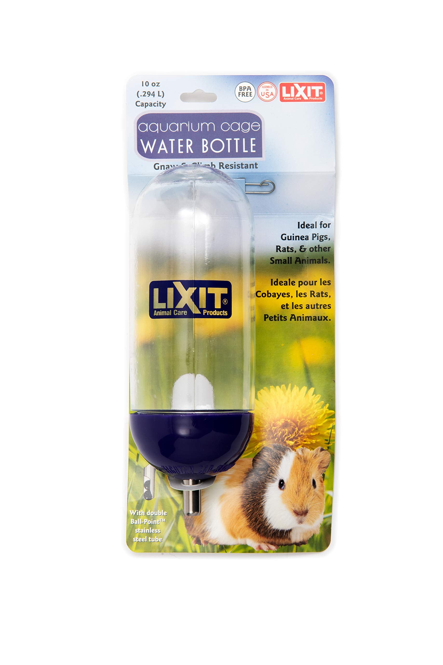 Lixit Aquarium Cage Food Hopper Bowl for Hamster Mice, and Other Small Animals. (10oz Water Bottle)