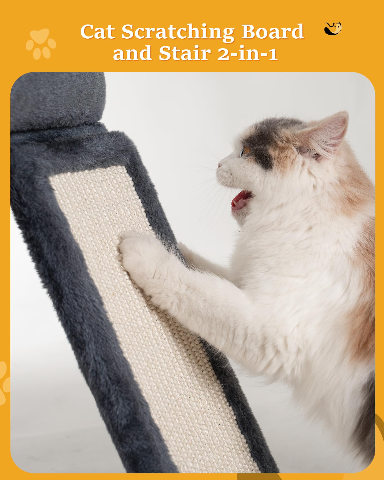 Aechonow Cat Tree Tower 14'' with Big Perch Bed, Sisal Scratcher, Condo Cave for Large Cats, Dark Gray, Model CTT00150A109