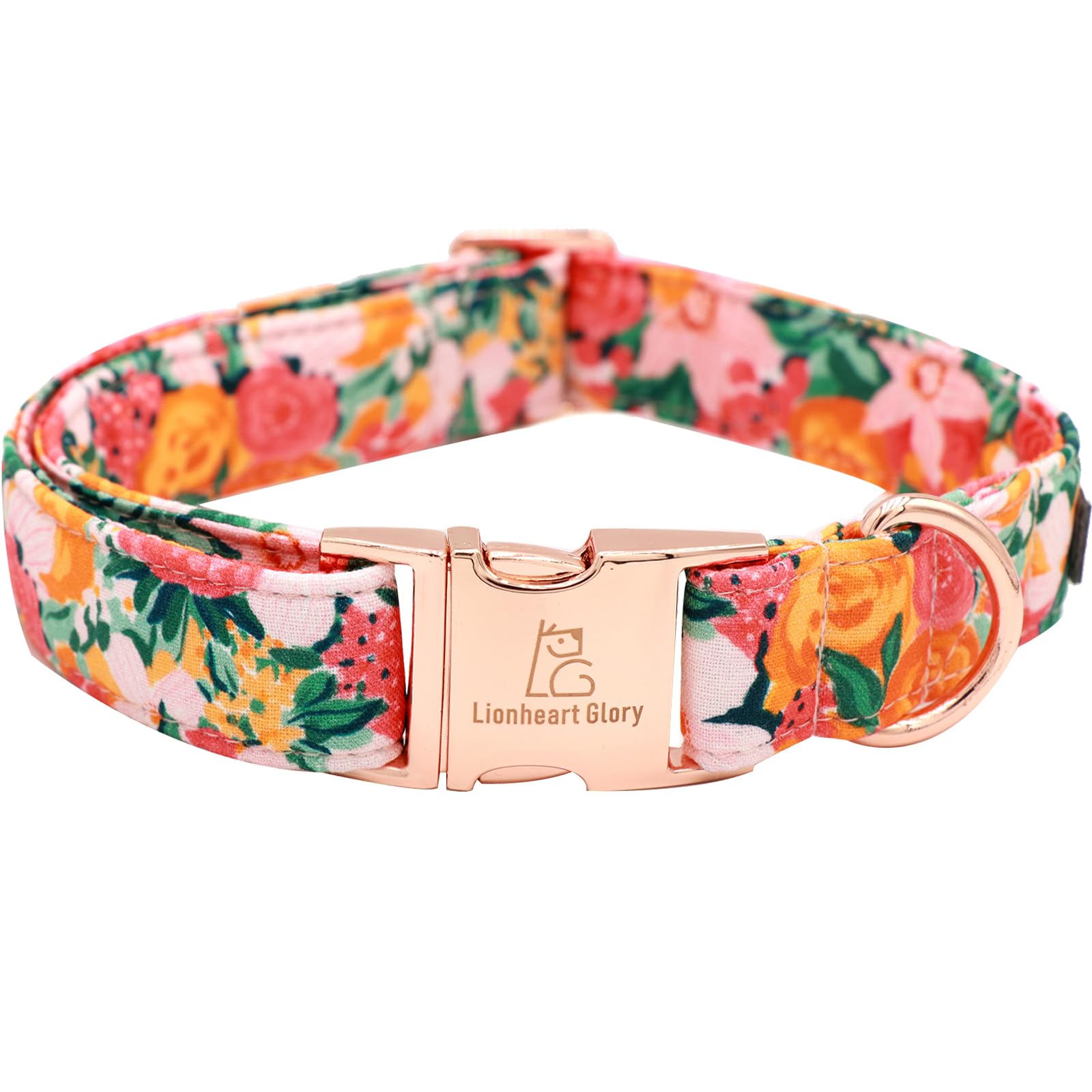 Lionheart Glory Premium Floral Dog Collars Spring Dog Collar, Adjustable Heavy Duty Girl Collar For Small Dogs