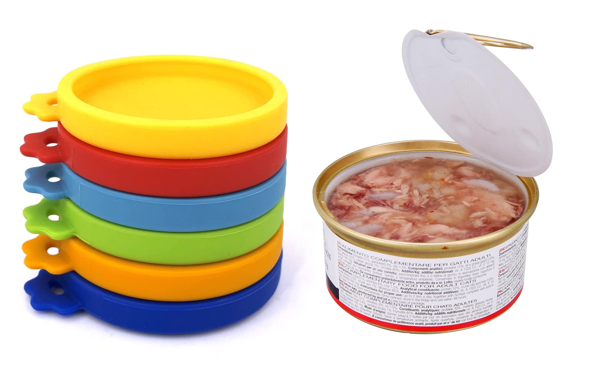 Comtim Cat Food Can Lids, Silicone Small Pet Food Can Lids Covers for 3 oz Cat Food Cans (Multiple)