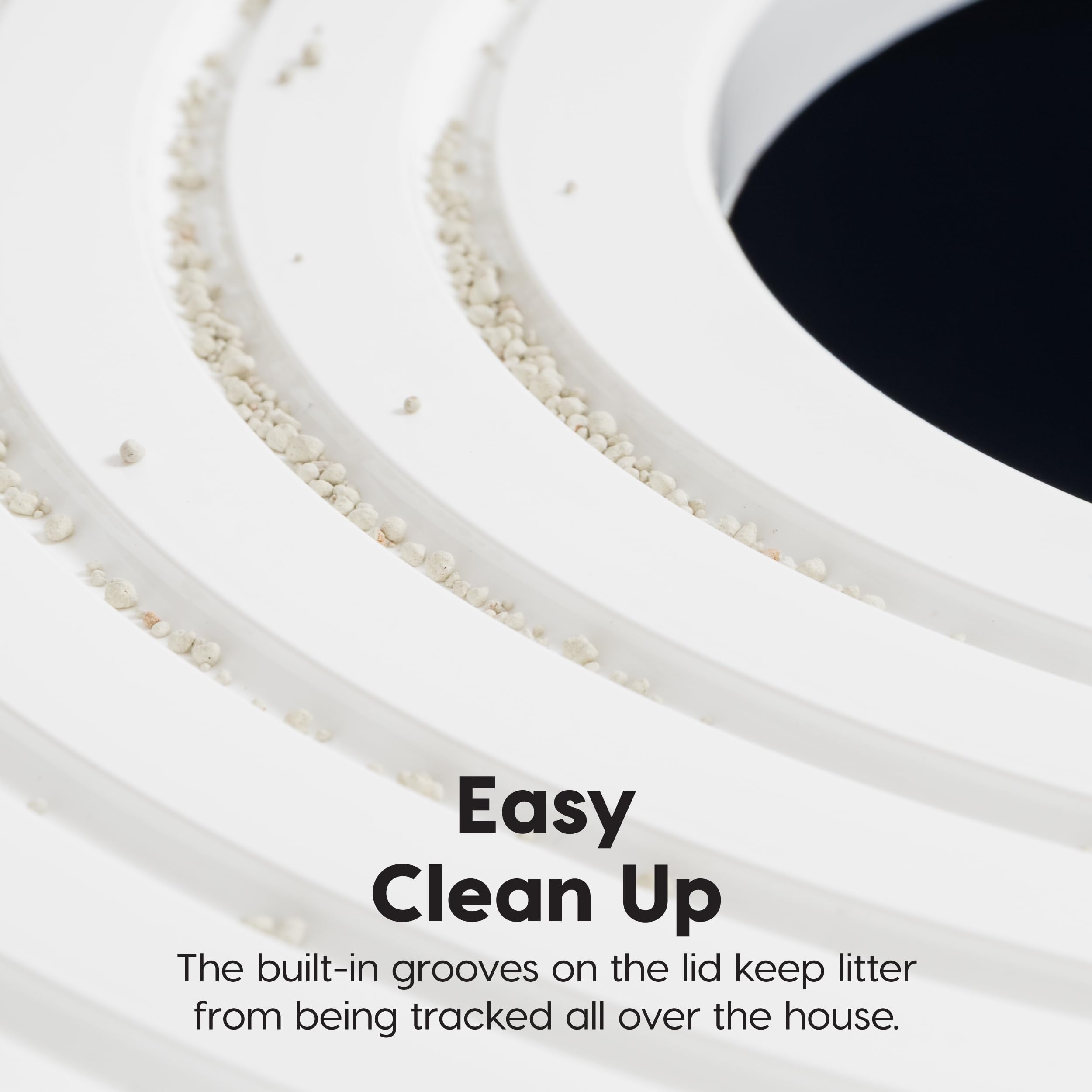 Iris Usa Cat Litter Box, Top Entry Litter Box With Scoop, Stylish Round Cat Litter Box Enclosure, Kitty Litter Box, Navy/White