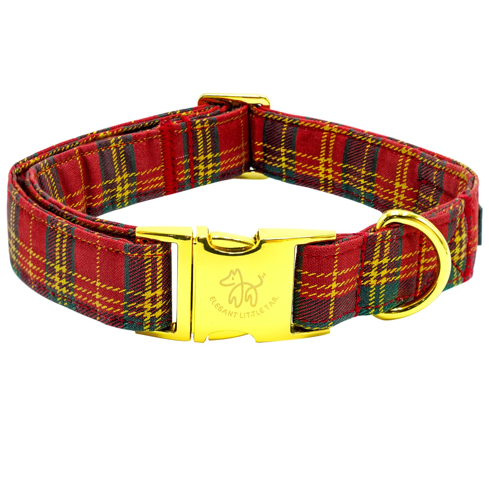 Elegant Little Tail Dog Collar, Christmas Red Plaid Pet Collar Cute Dog Collars Male Or Female Pet Gift Adjustable Dog Collar Fo