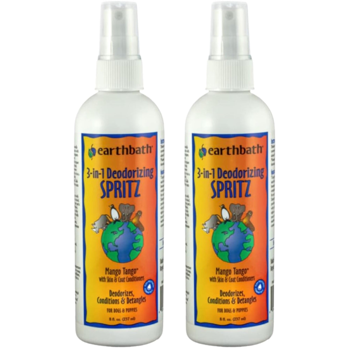 Earthbath, Mango Tango 3-In-1 Dog & Puppy Deodorizing Spritz - Dog Odor Eliminator For Strong Odor, Cruelty-Free Dog Cologne, Dog Wash Spray, Made In Usa, Dog Bathing Supplies - 8 Oz (2 Pack)