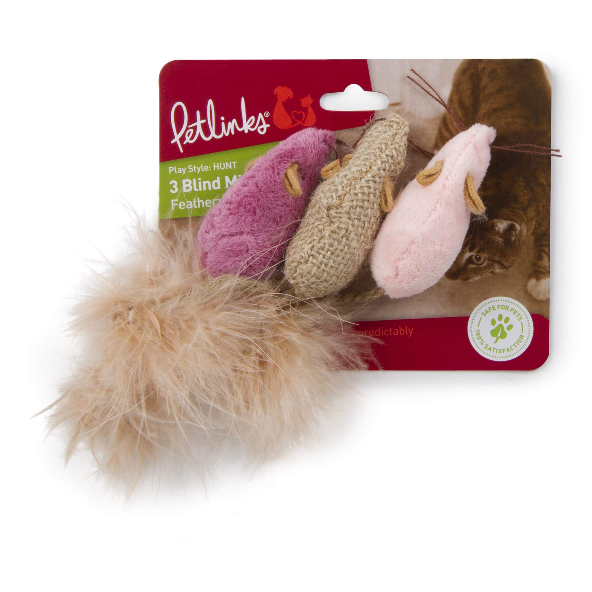 Petlinks (3 Count) 3 Blind Mice Catnip Cat Toys - Randomly Selected Color, 3 Count