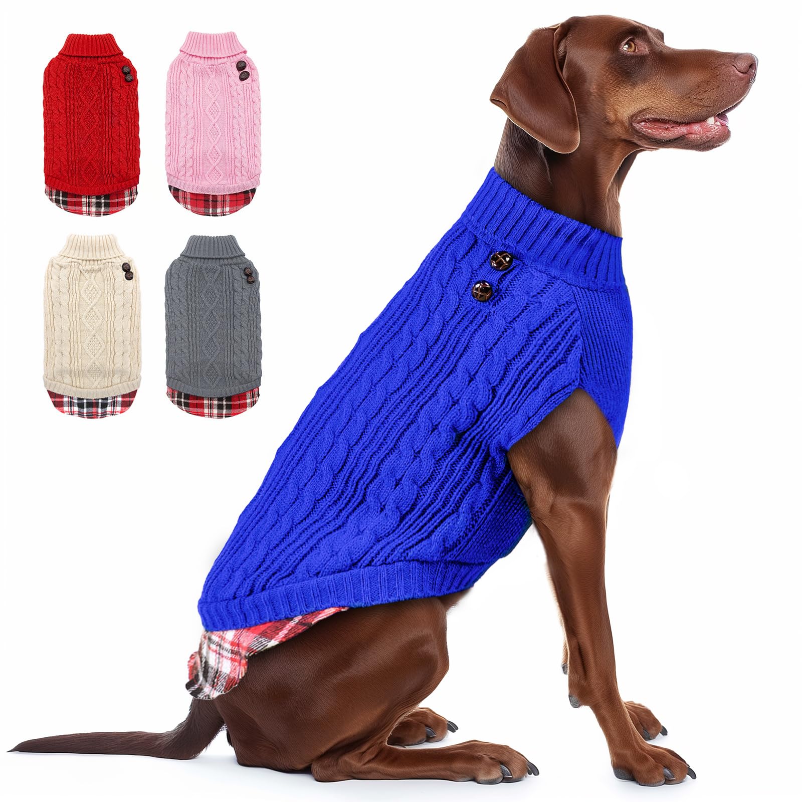 Kyeese Dog Sweater For Small Medium Dogs Turtleneck Knitwear Pullover Warm Dog Clothes, Royal Blue, Xxl