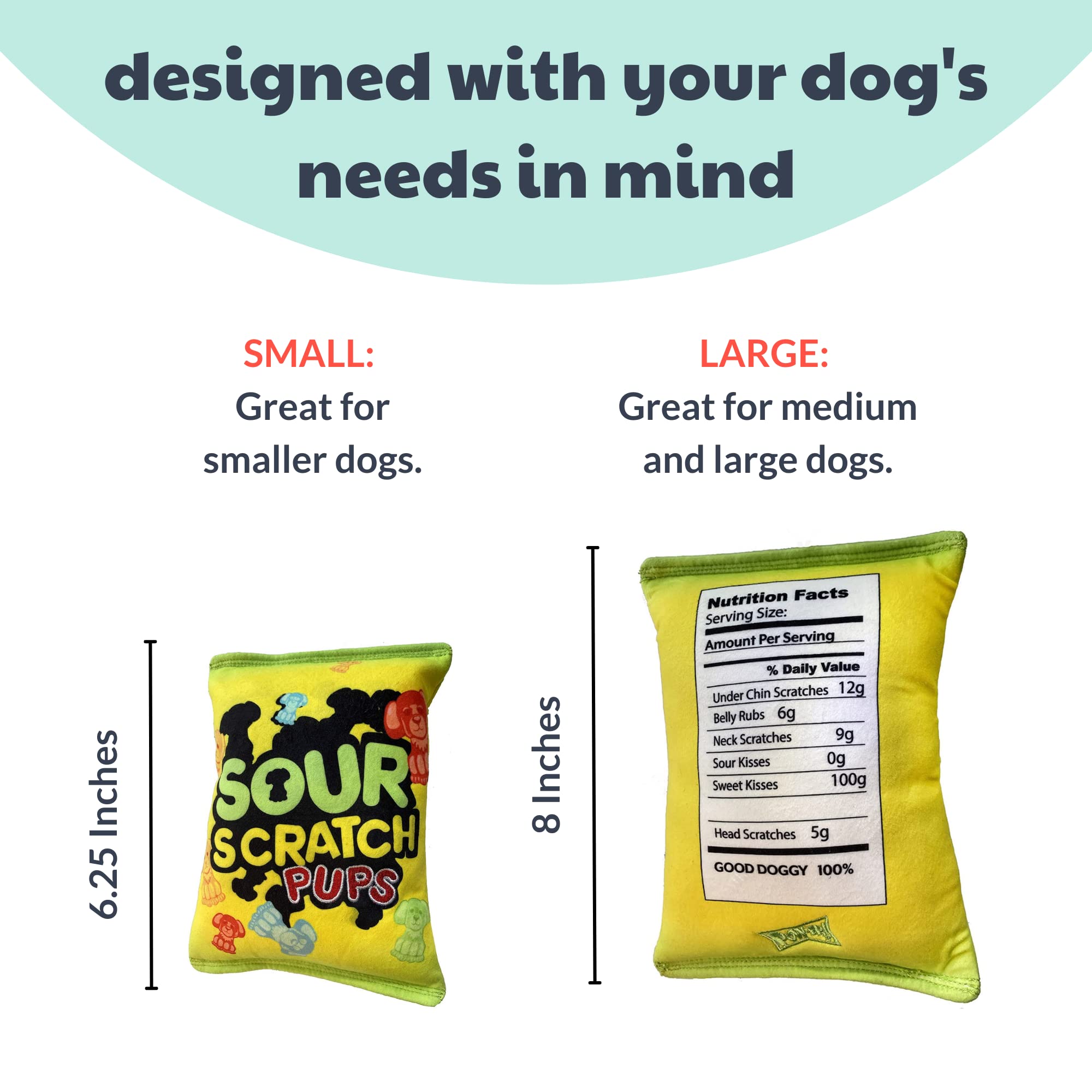 Huxley & Kent For Dogs - Sour Scratch (Small) - Power Plush Funny Dog Toy With Squeaker - H&K Squeaky