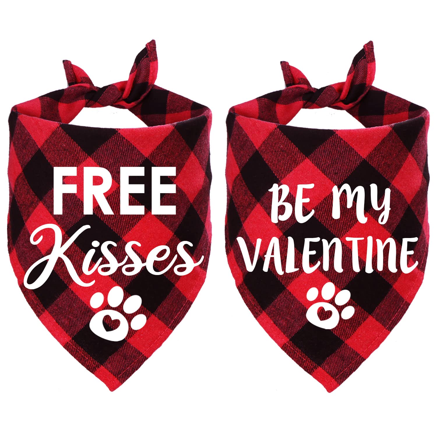 Stmk 2 Pack Valentines Dog Bandanas, Dog Valentines Bandana For Dogs Pets (Red, Free Kisses & Be My Valentine)