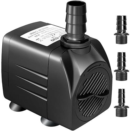 Growneer 550Gph Submersible Pump 30W Ultra Quiet Fountain Water Pump, 2000L/H, With 7.2Ft High Lift, 3 Nozzles For Aquarium, Fish Tank, Pond, Hydroponics, Statuary Black