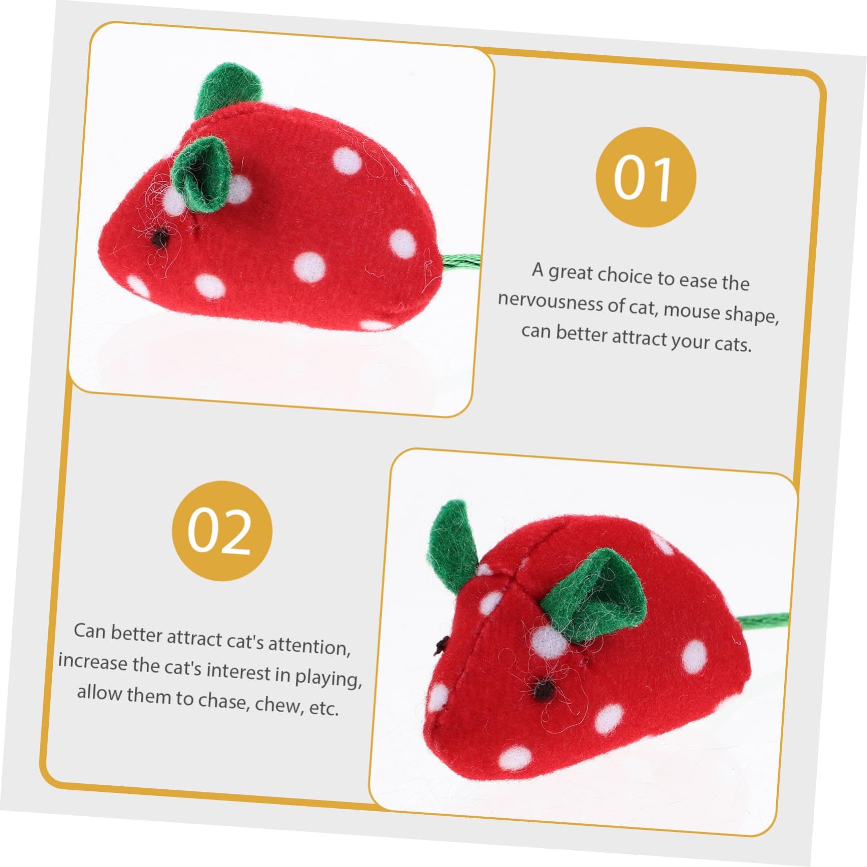 Ganazono 5Pcs Cat Toys Indoor Cats Plush Fruit Mice Interactive Mouse Toys Kitten Chewing Playing Soft Cartoon Mice Cat Biting T