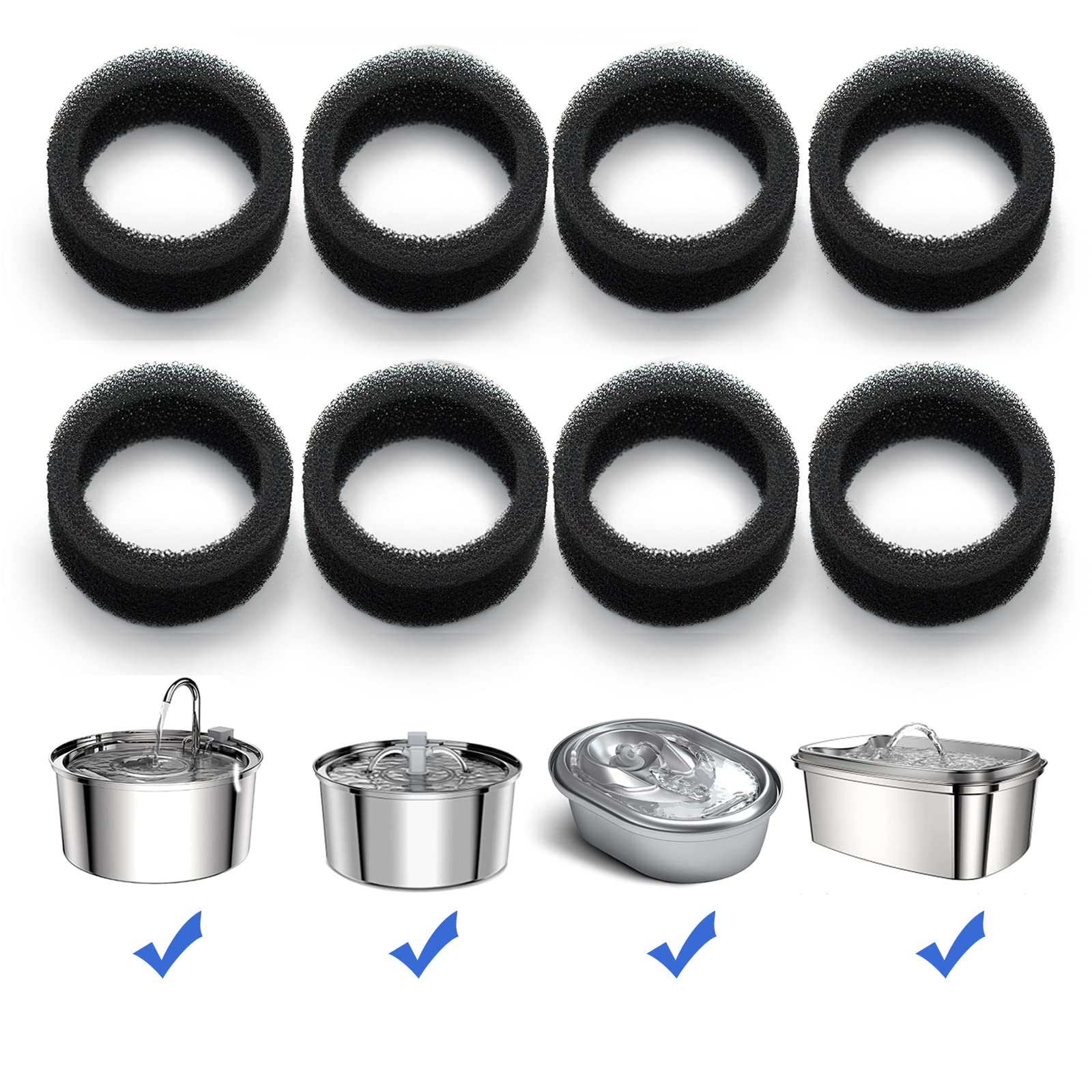 Cat Water Fountain Filter, Multiple Filtration Pet Water Fountain Replacement Filter,4 Or 8 Packs Of Cotton Activated Carbon Cat