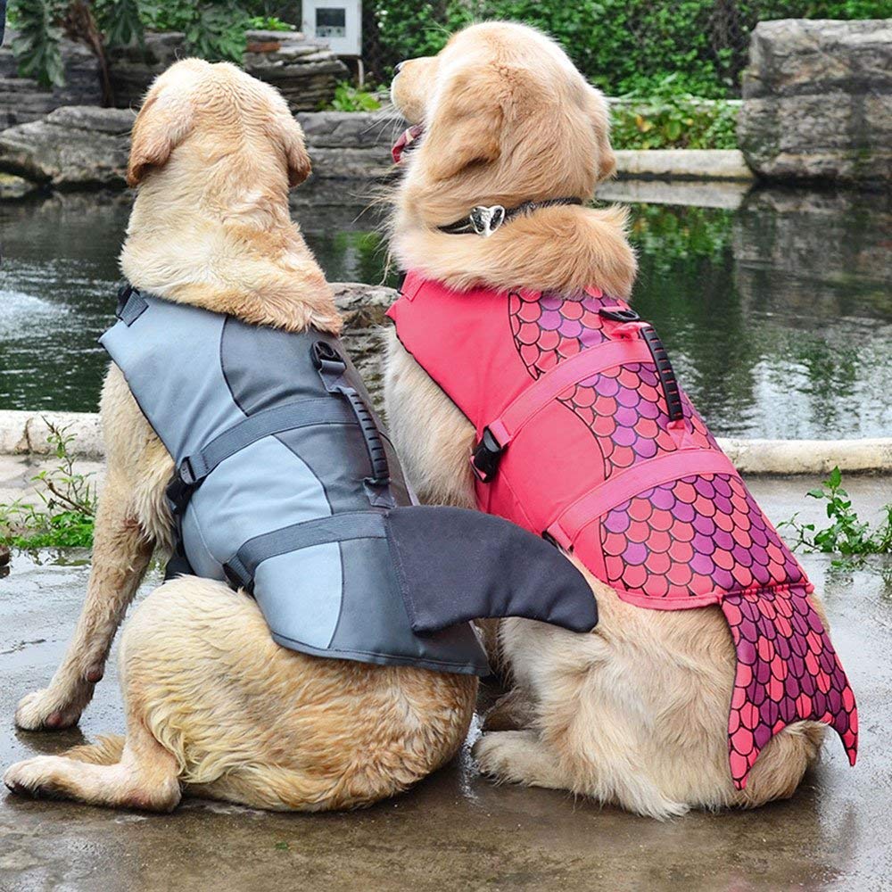 Haocoo Dog Life Jacket Vest Saver Safety Swimsuit Preserver With Reflective Stripes/Adjustable Belt For Dog (Xx-Large, Shark)