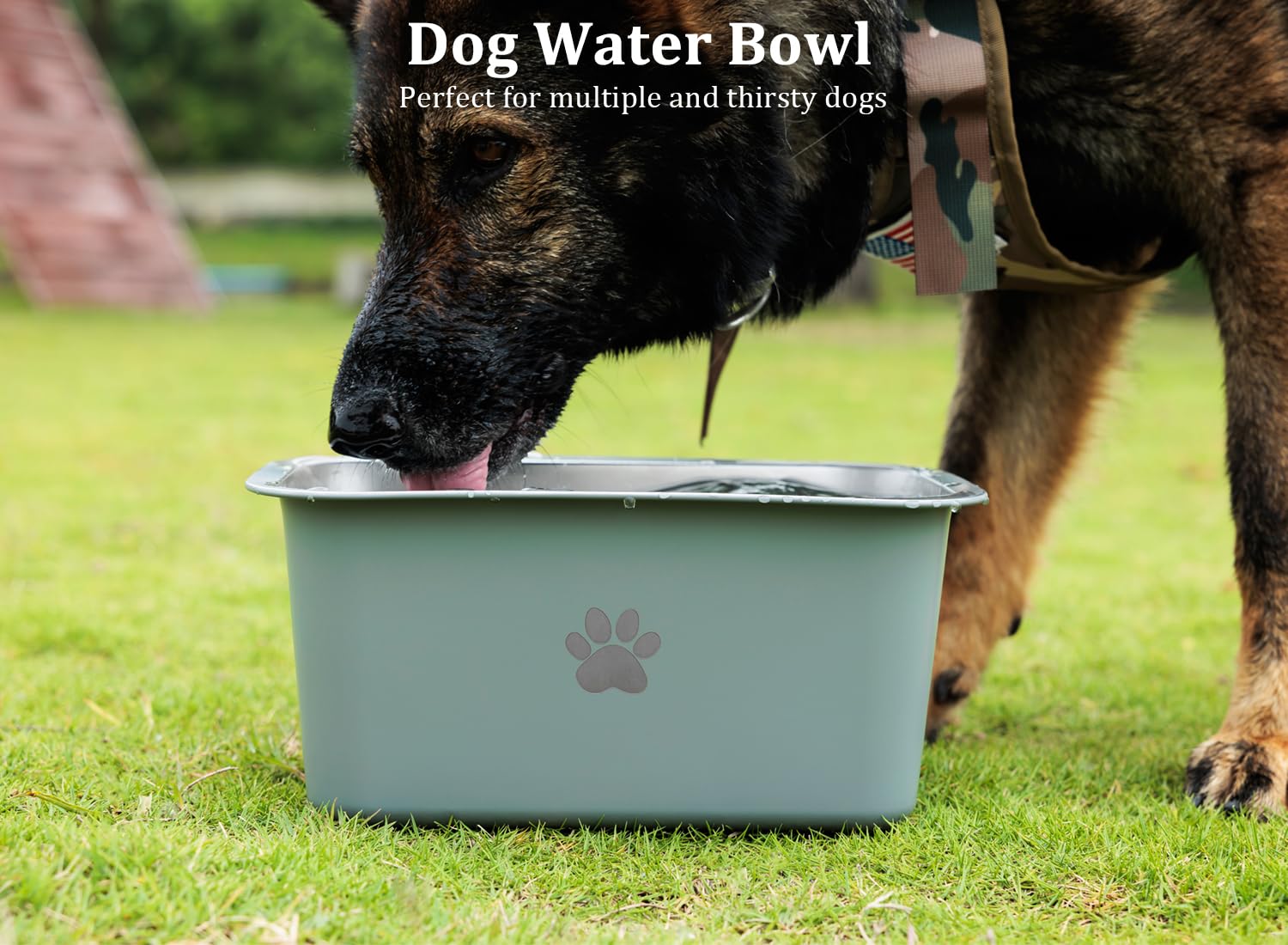 Podinor 1.2 Gallons 20 Cup Non Slip Stainless Steel Large Dog Water Bowls, Outdoor Metal Dog Bowls Large Breed, High Capacity Wa