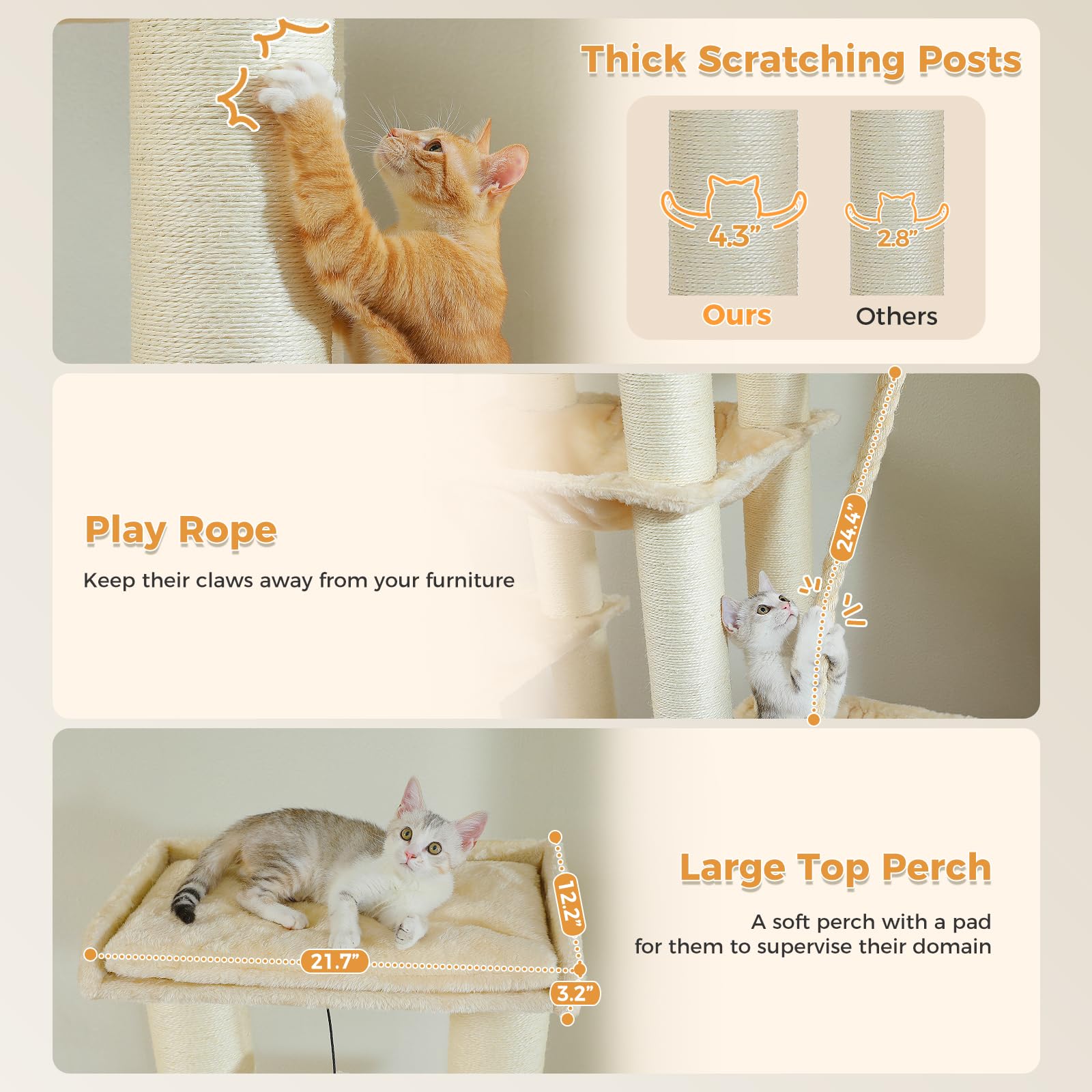 UYMI 67 Heavy-Duty Cat Tree for Indoor Cats Large Adult, XXL Cat Tower with 13 Thick Scratching Posts (f4.3), Super Large Perch,