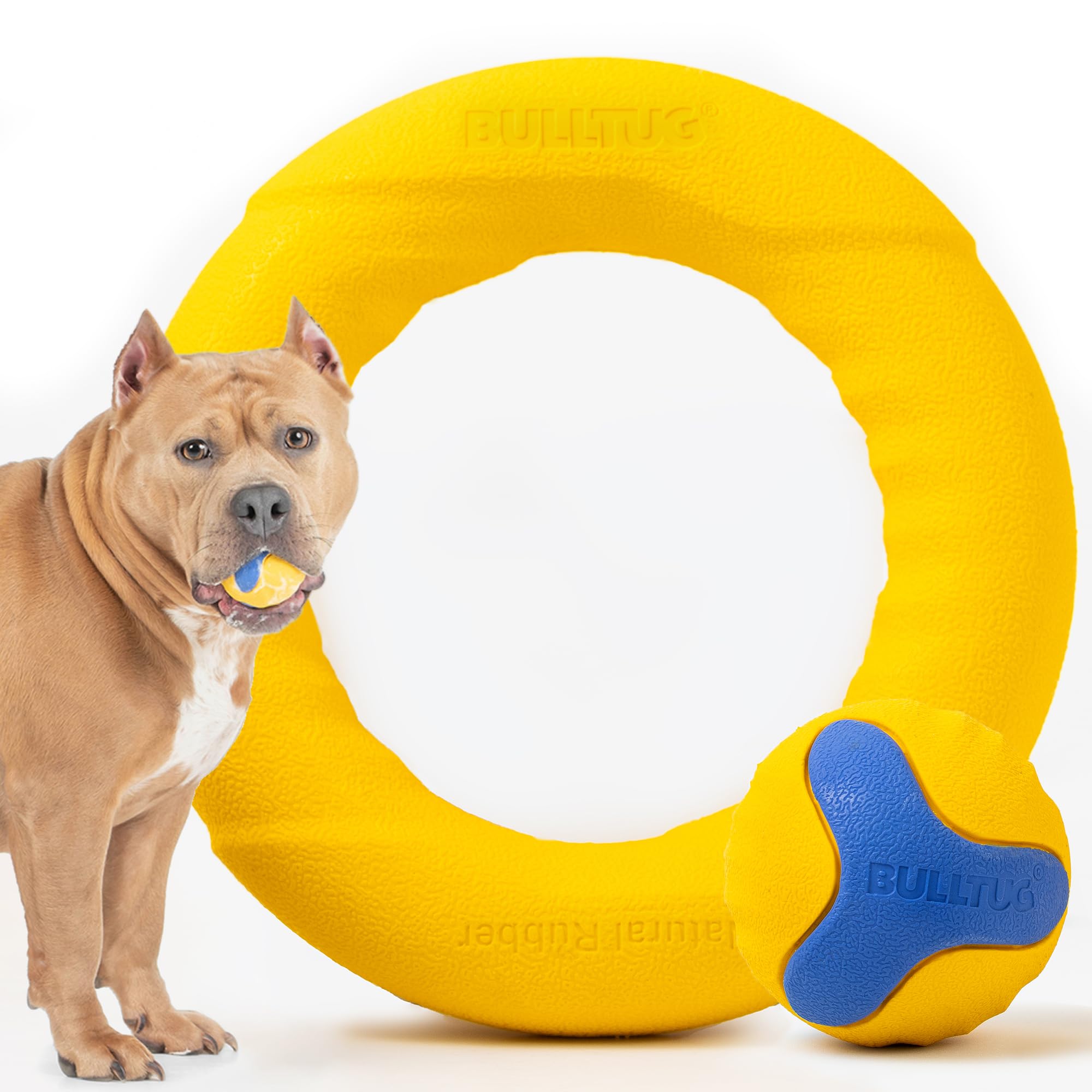 Bulltug - Chew Ring & Fetch Ball Combo For Aggressive Chewers | Heavy-Duty, Ultra-Durable Natural Rubber, Tough Dog Toys For Medium To Large Breeds
