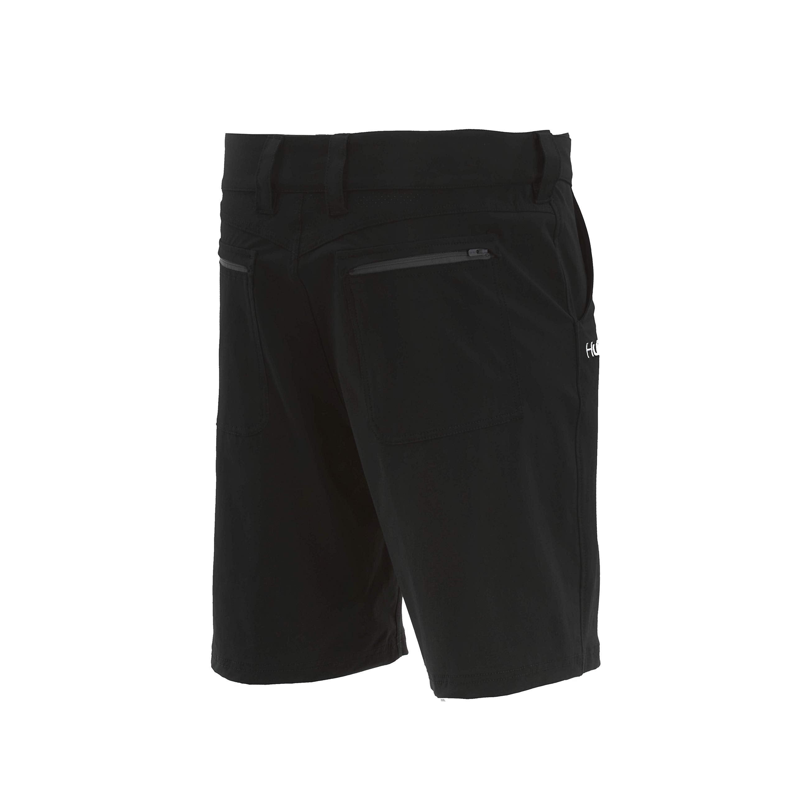 Huk Mens Standard Next Level Quick-Drying Performance Fishing Shorts, Black-105, Large