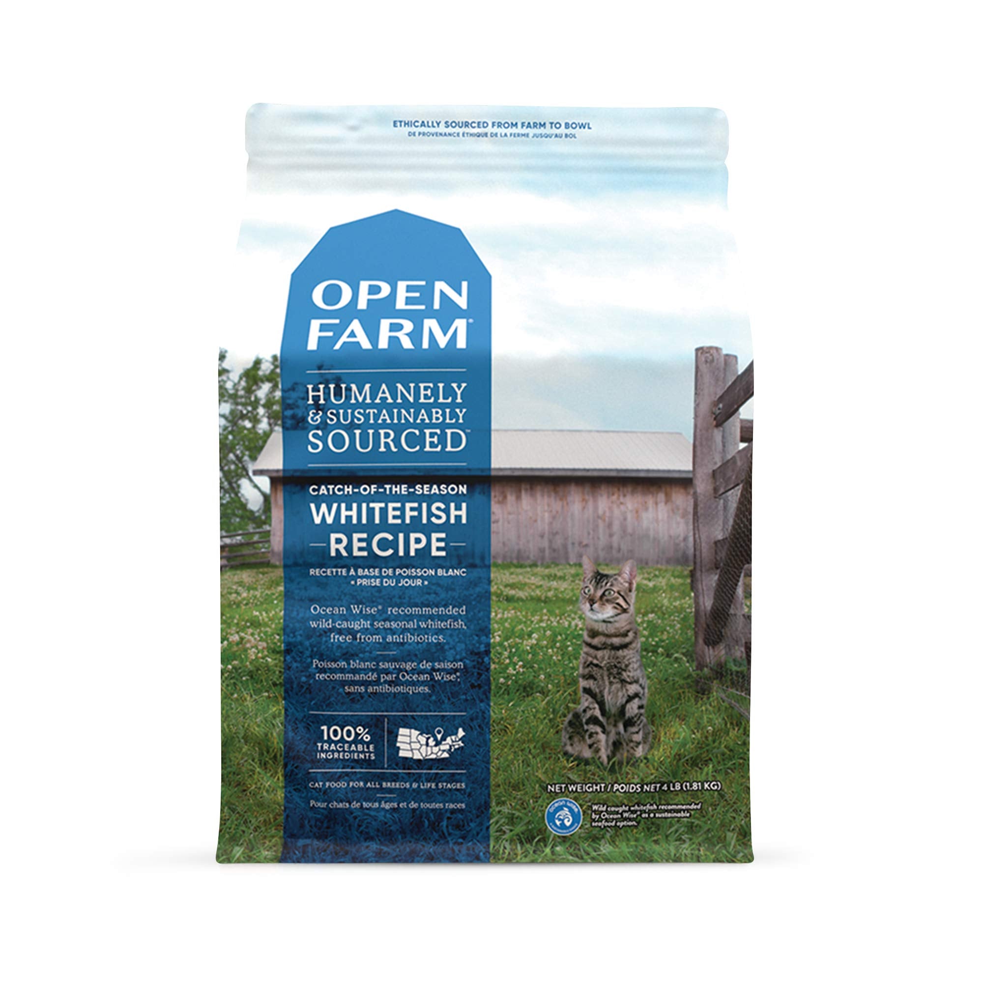 Open Farm Catch-Of-The-Season Whitefish Recipe Organic Sustainable Cat Food Net 4 LB