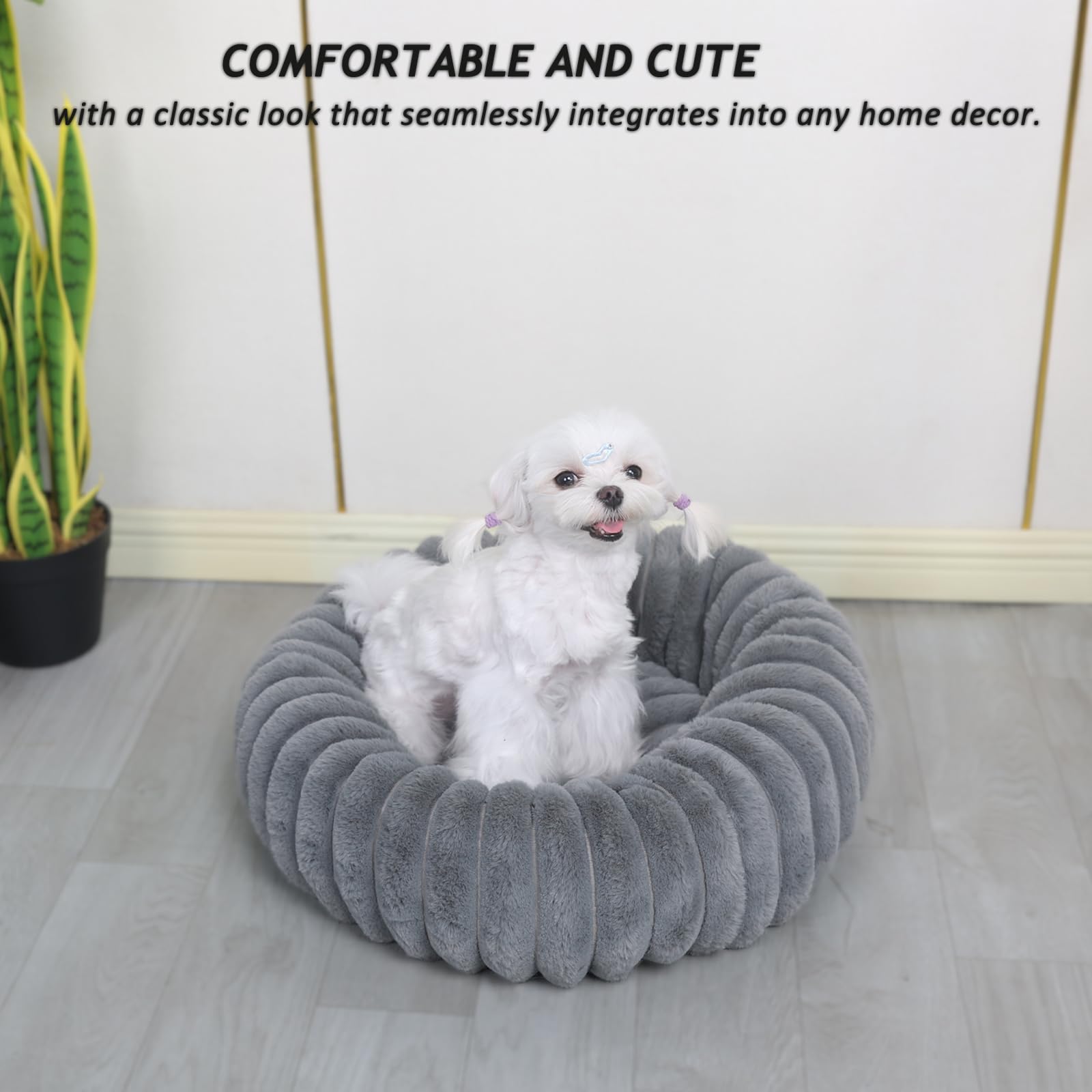 Donut Dog Bed For Small Dogs & Cats - Comfort Anti-Anxiety Calming, Washable & Anti-Slip, Cozy Soft Round Pet Beds For Puppy & K
