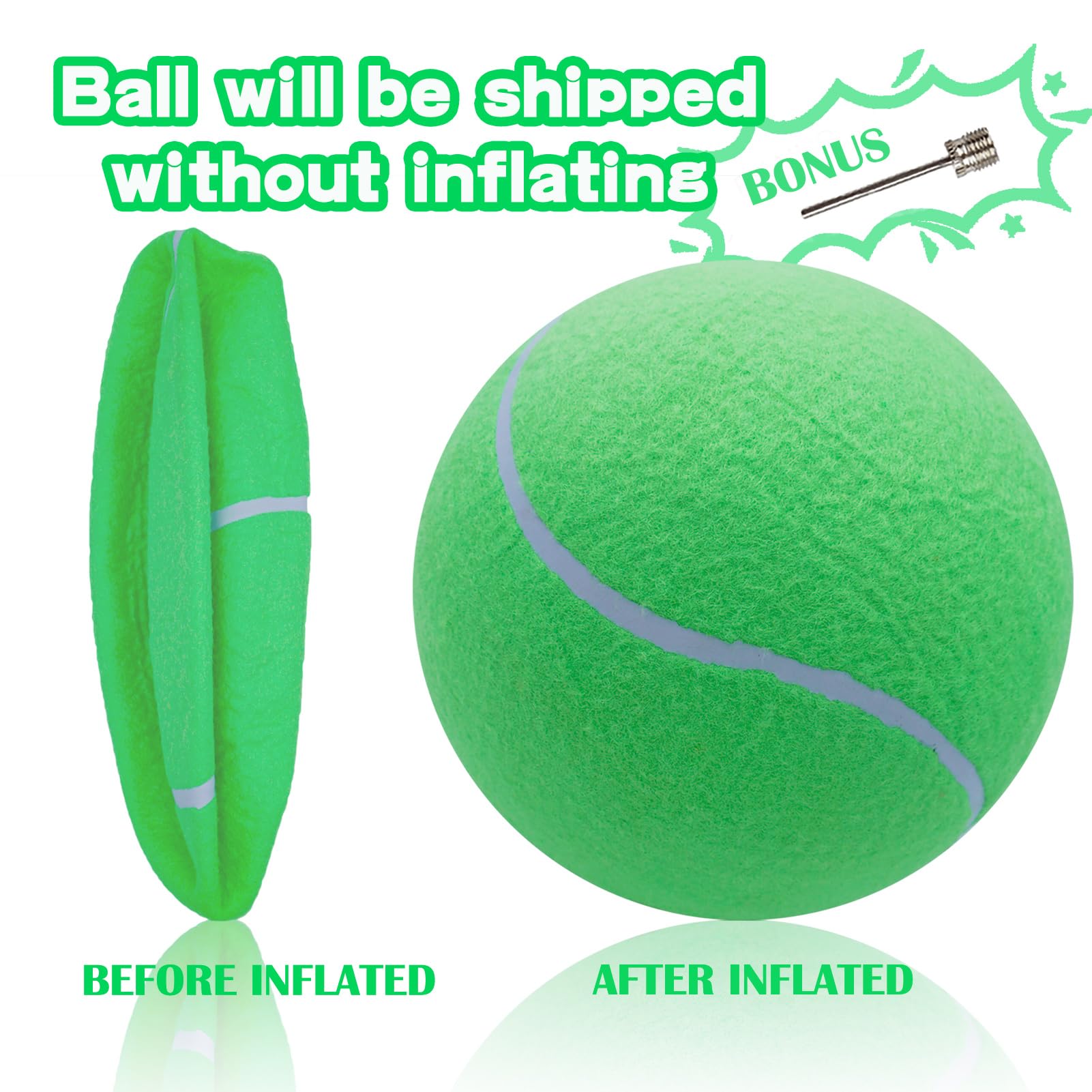 Banfeng Large Dog Tennis Ball,9.5' Giant Doy Sport Ball Toy,Pet Birthday Present Interactive Dog Toys For Small Medium Large Dog (Green)