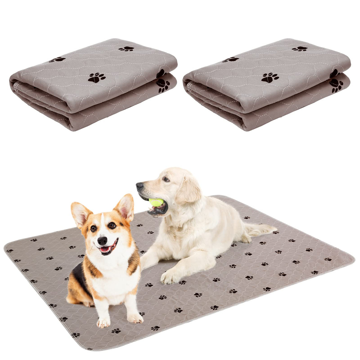 Pupteck Washable Pee Pads For Dogs - 2 Pack 36' X 41' Waterproof Reusable Puppy Potty Training Pads Whelping Mat- Fast Absorption Non-Slip Pet Food Feeding Mat - Pad For Small Animals