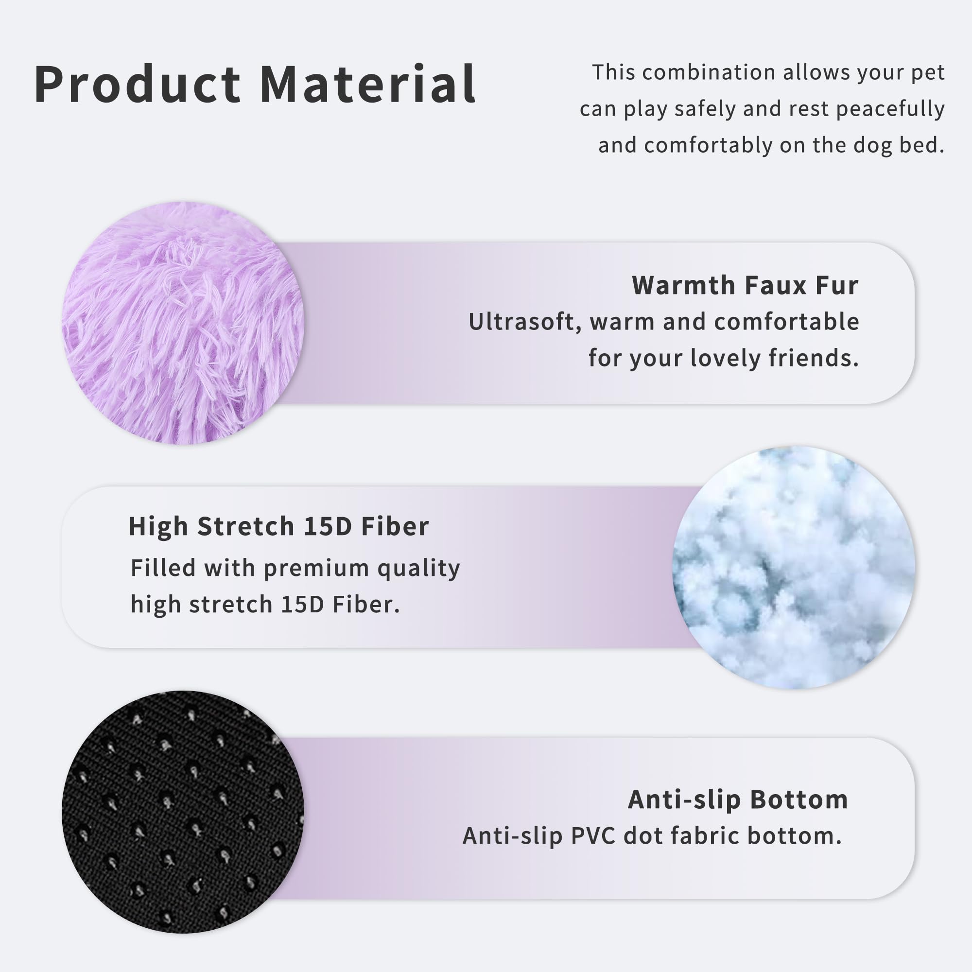 Fluffy Purple Dog Bed Extra Small Washable,Calming Dog Bed Princess for Small Dogs 15 inches Donut Soft Small Pet Bed,Anti Anxie