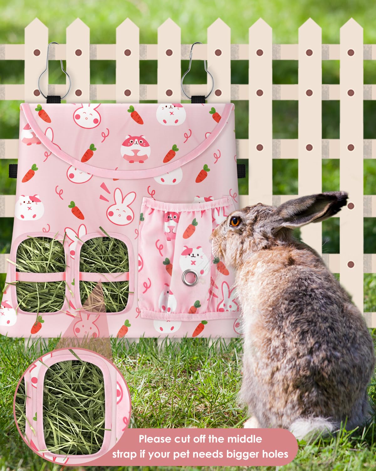 Bissap 2Pcs Rabbit Hay Feeder Bag, 2 Holes Hanging Hay Feeder Guinea Pig Hay Bag For Rabbits Bunny Chinchillas Hamsters Rats And
