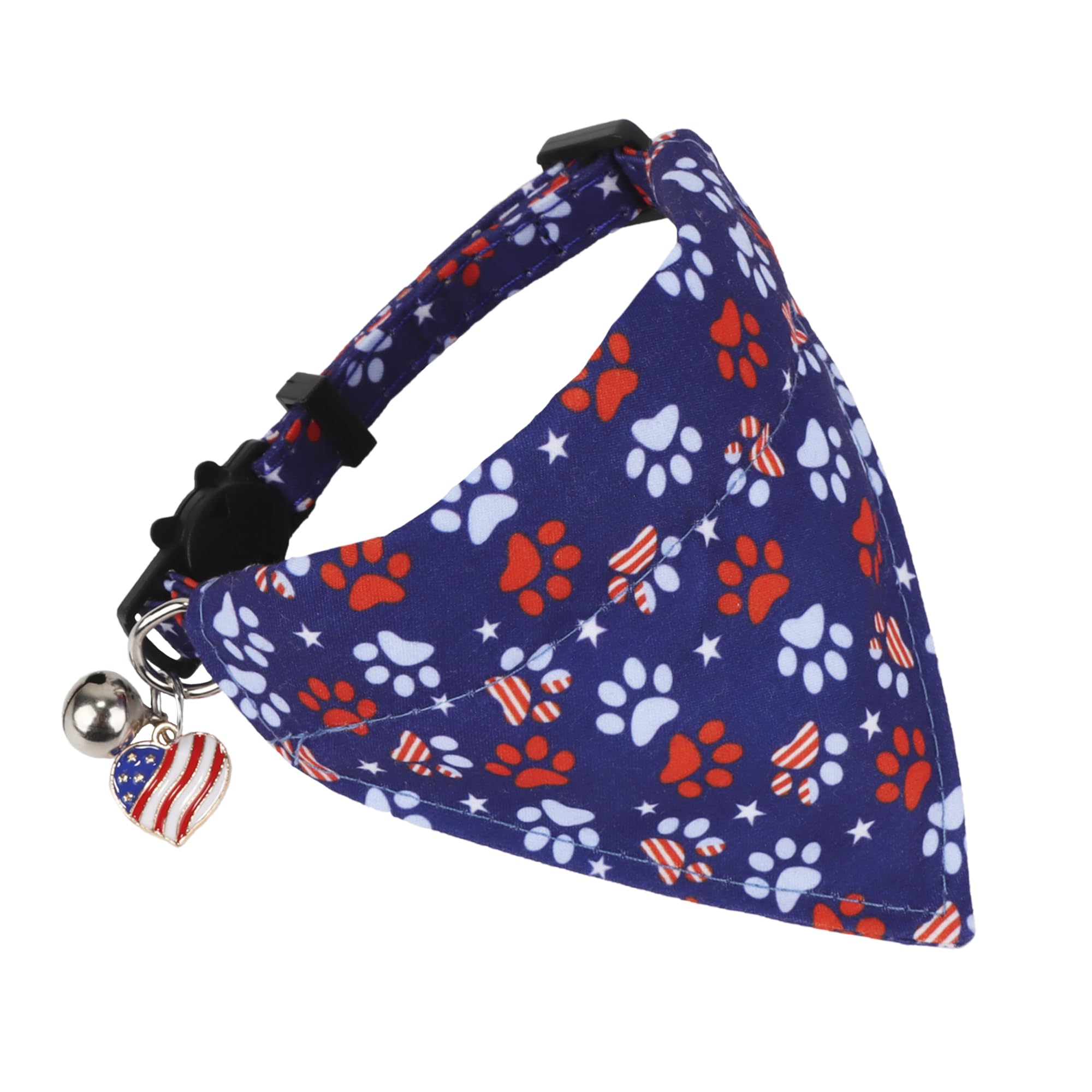 Adoggygo American Flag Cat Collars Breakaway With Removable Bandana, Adjustable 4Th Of July Bandana Collar For Cats Kittens