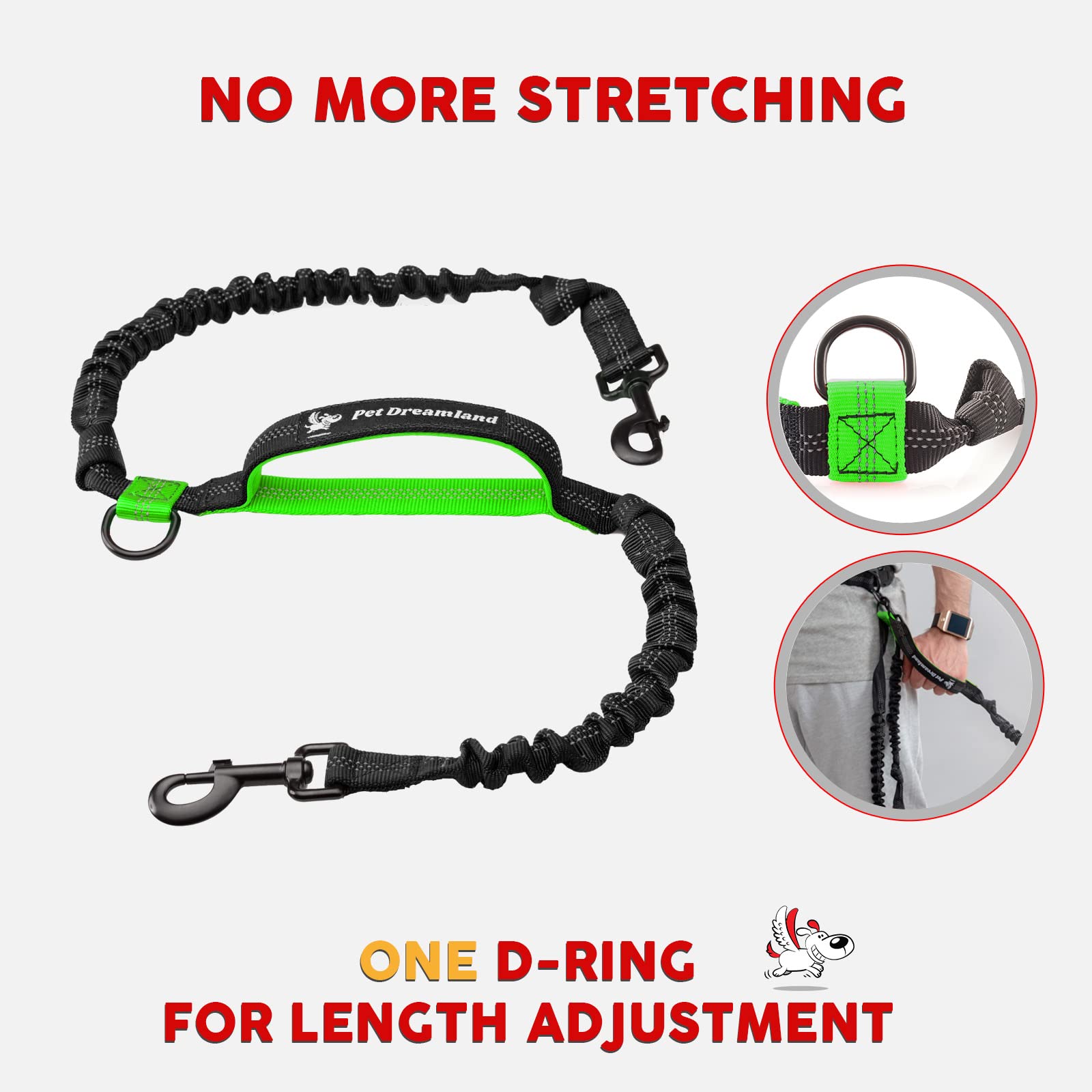 Retractable Hands Free Dog Leash For Running | Waist Leash For Dog Walking Small Breeds | Running Leash | Hiking Leash For Medium Dogs | Service Dog Leash Belt | Bungee Dog Leash | Hands Free Leash