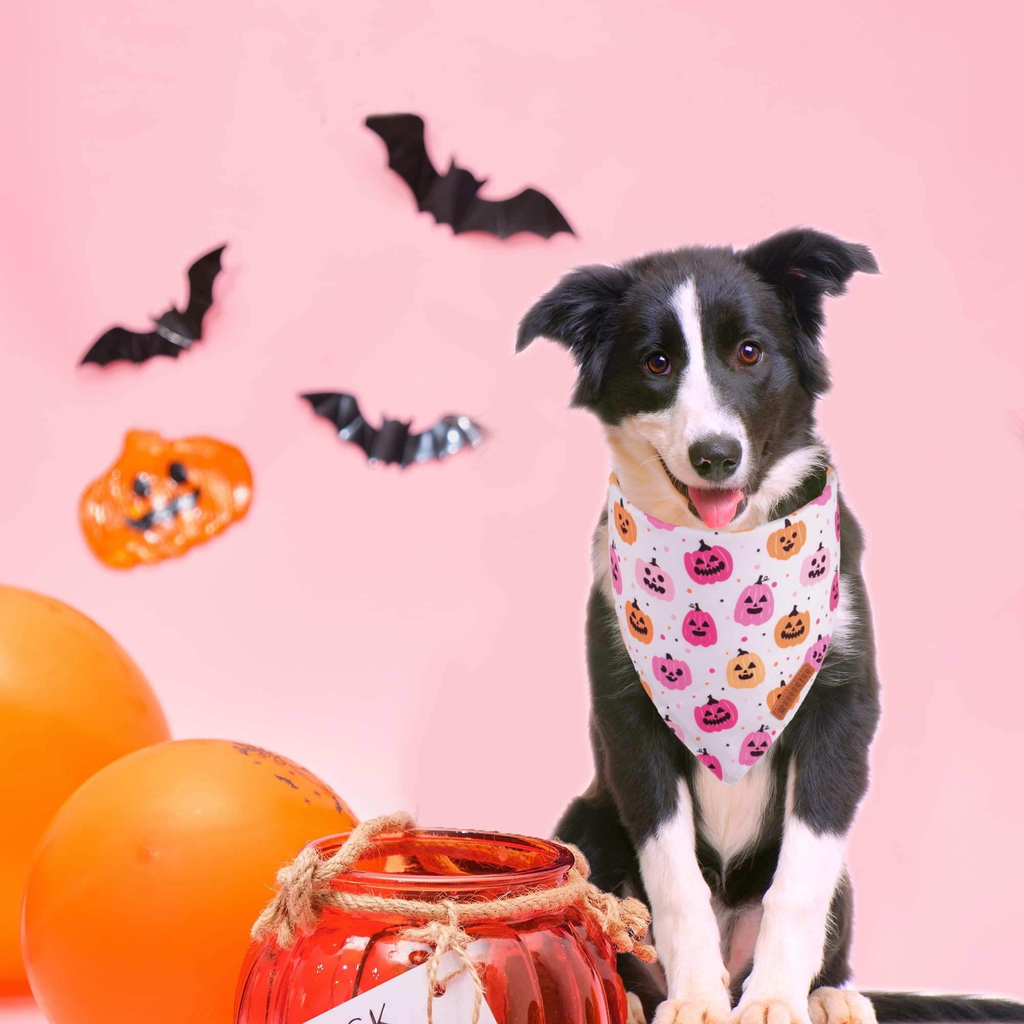 Adoggygo Halloween Dog Bandana, Halloween Pumpkin Ghost Dog Scarf, Premium Durable Fabric, Adjustable Fit Female Dog Halloween Bandanas For Medium Large Dogs Pets (Large, Halloween)