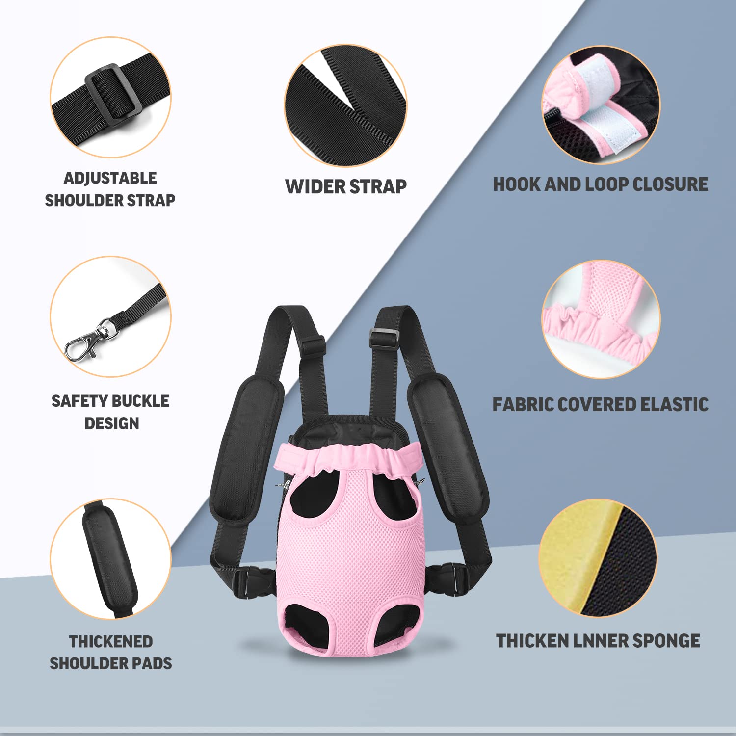 Yudodo Pet Dog Carrier Backpack Adjustable Dog Front Carrier, Legs Out Easy-Fit Dog Travel Backpack Carrier For Hiking Camping For Small Medium Dogs Cats And Rabbits (Small, Pink)