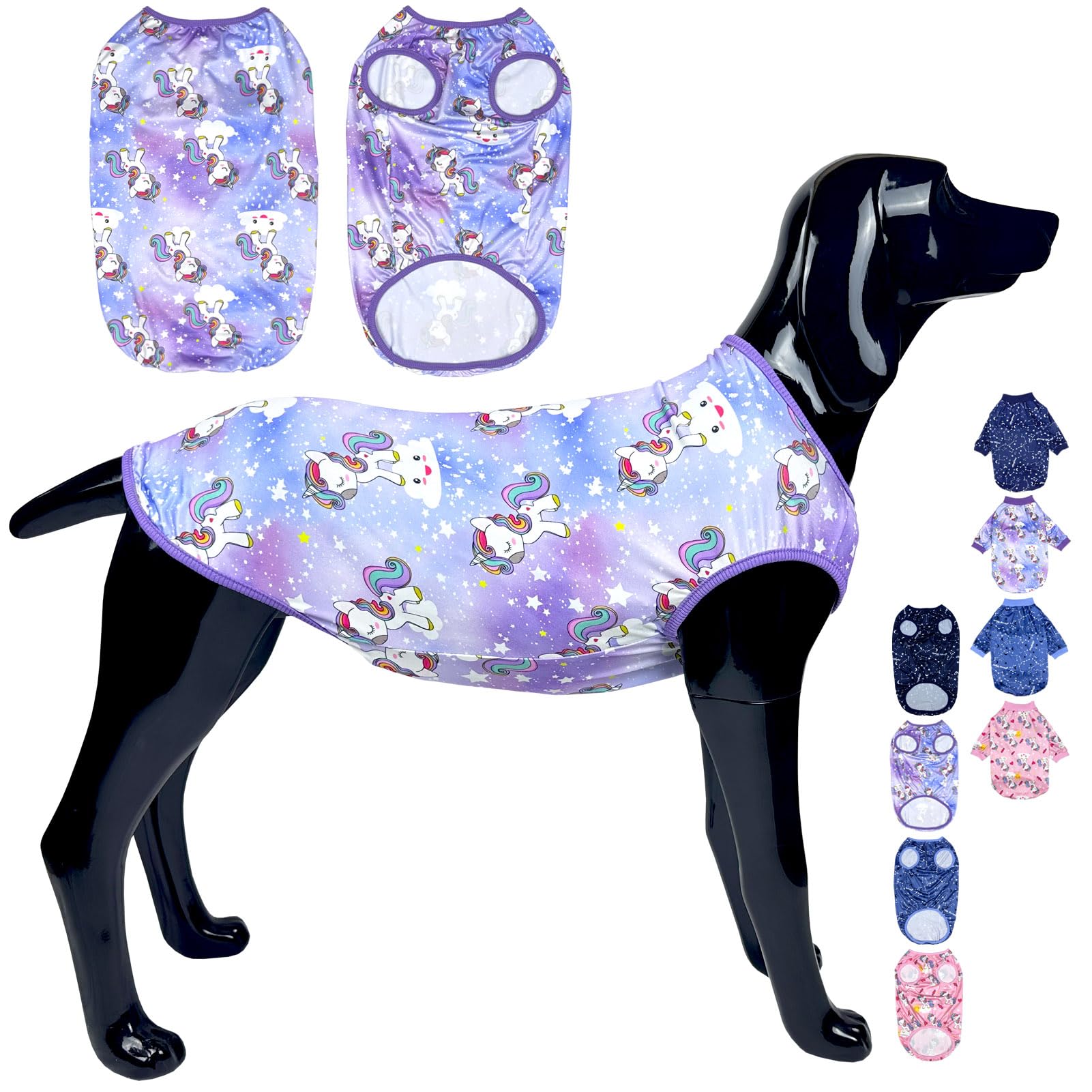 D.E.E Large Dog Shirts Unicorn Galaxy Pattern Printed Dog Shirts For Large Dogs Big Dog Clothes Dog Tank Top Stretchy (Vunicpur,